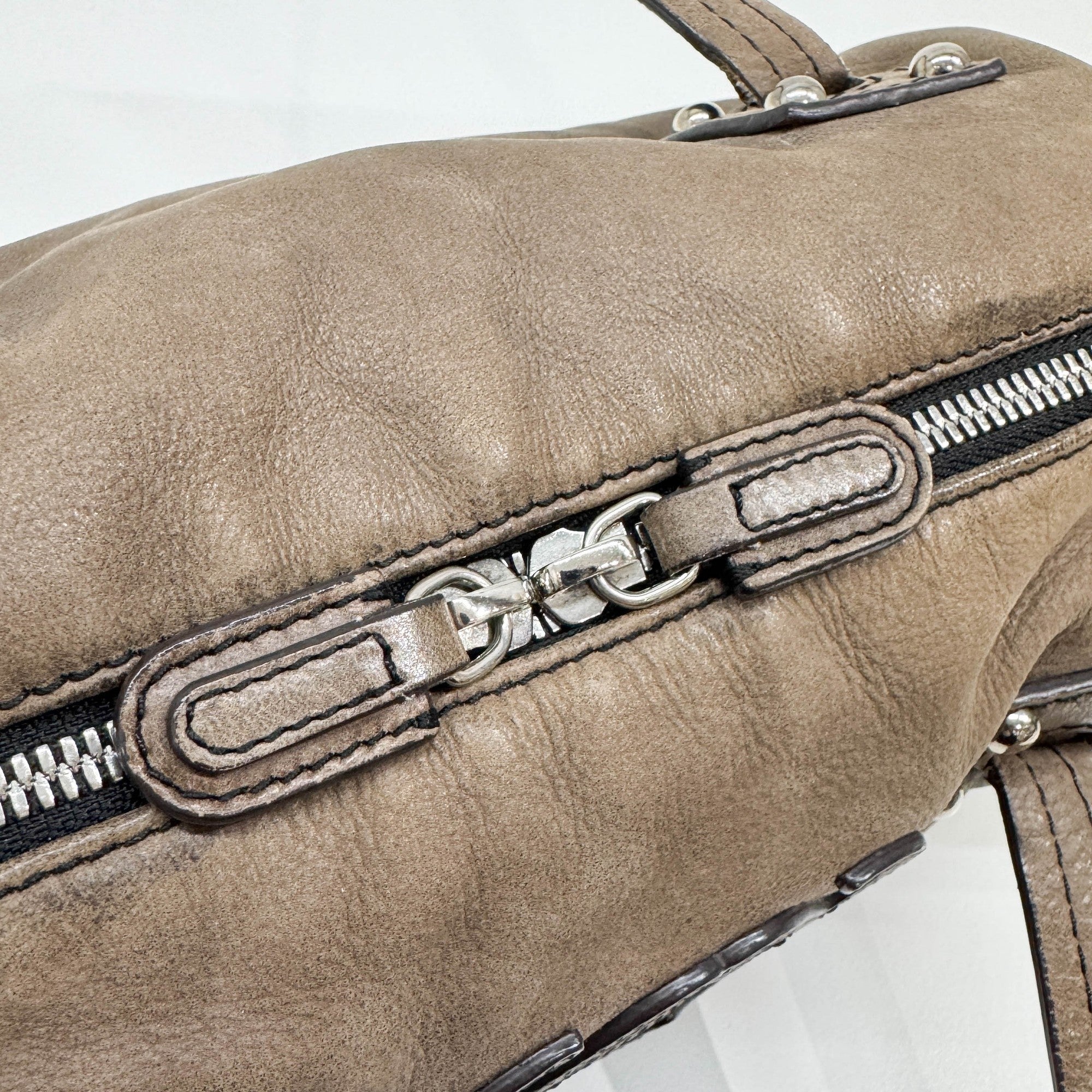 Anagram Dusty Brown Leather Shoulder Bag