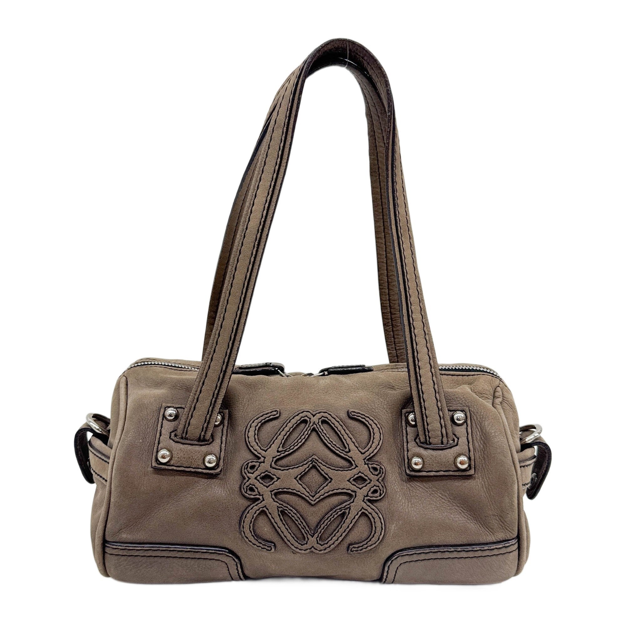 Anagram Dusty Brown Leather Shoulder Bag