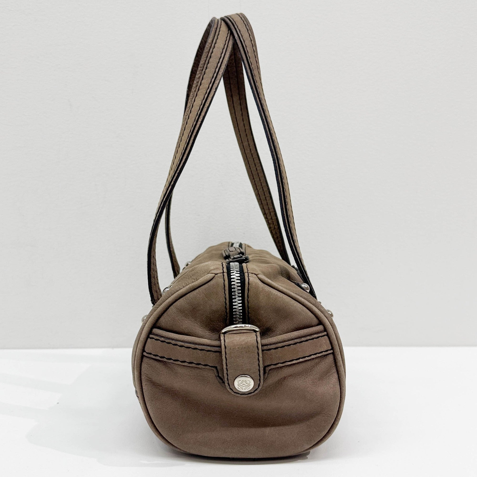 Anagram Dusty Brown Leather Shoulder Bag