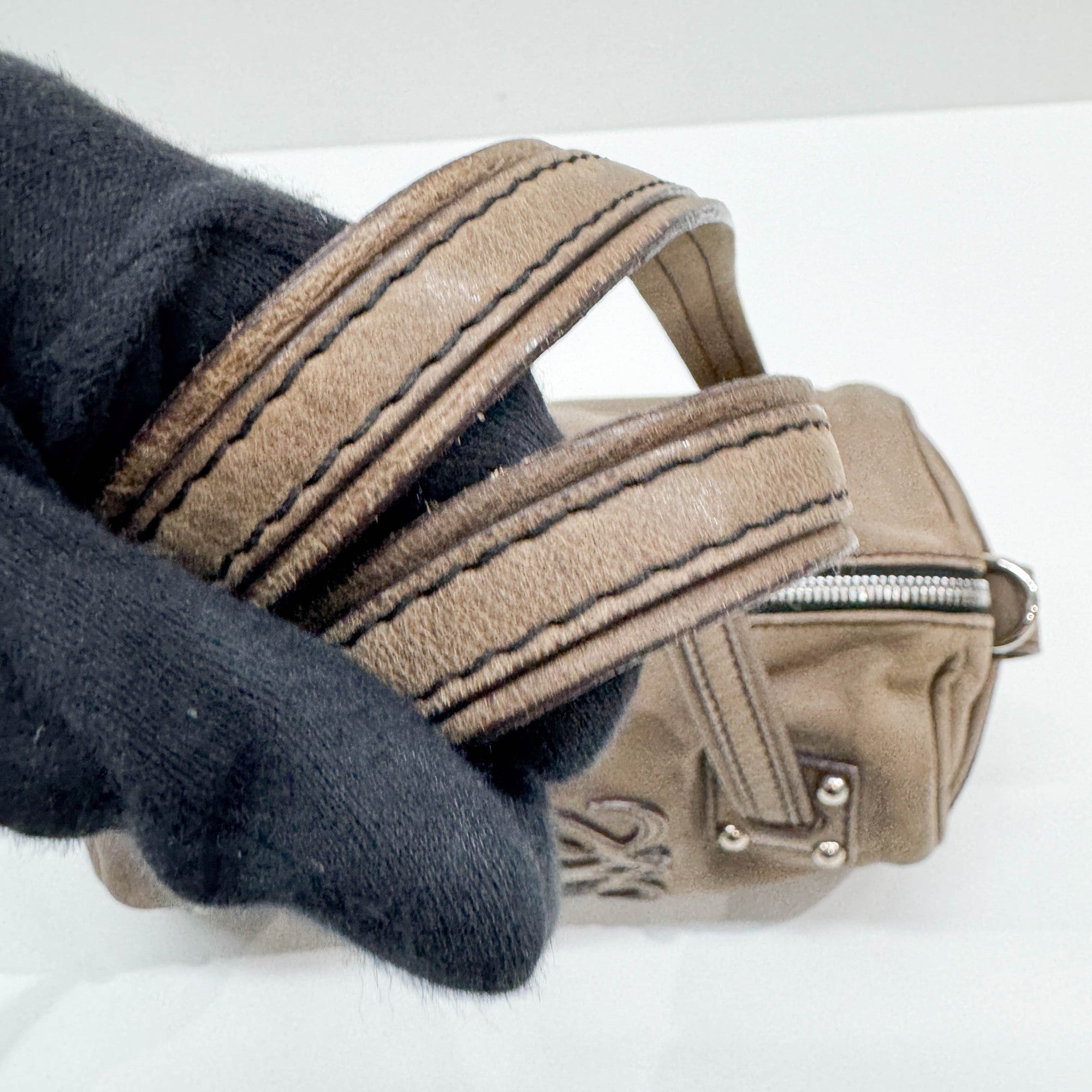 Anagram Dusty Brown Leather Shoulder Bag