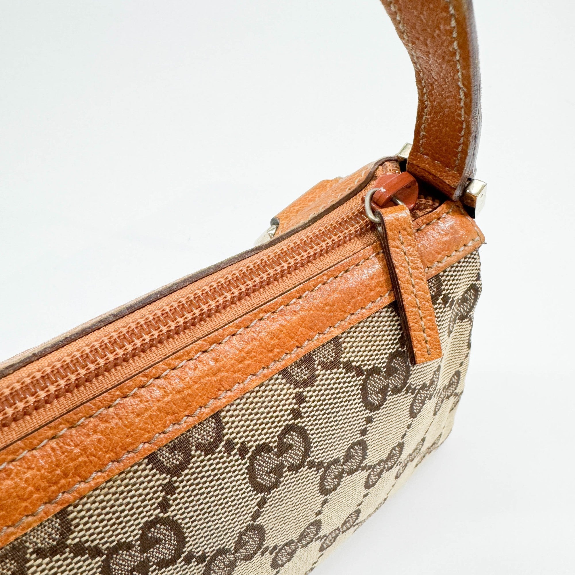 Tan GG Canvas Shoulder Bag