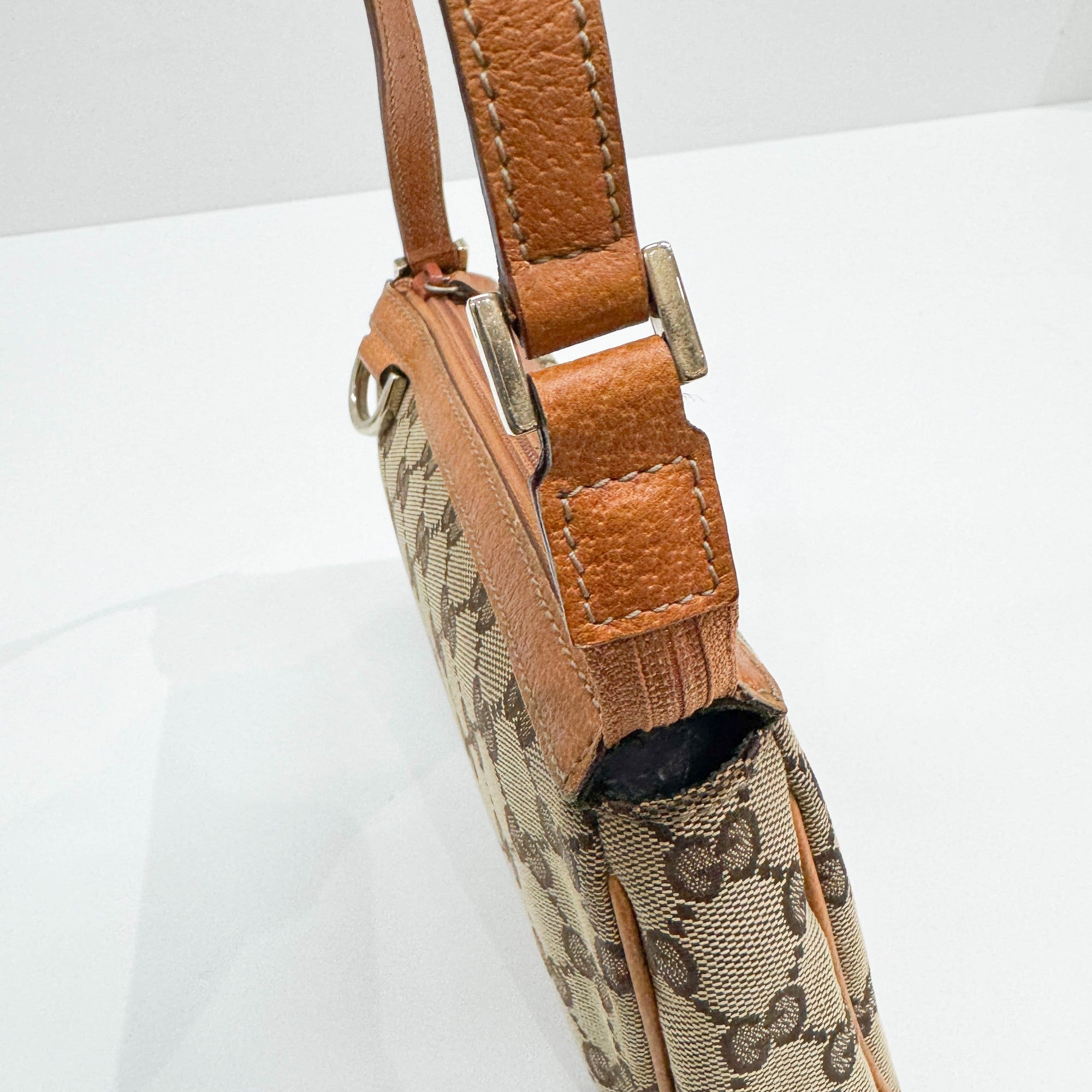 Tan GG Canvas Shoulder Bag