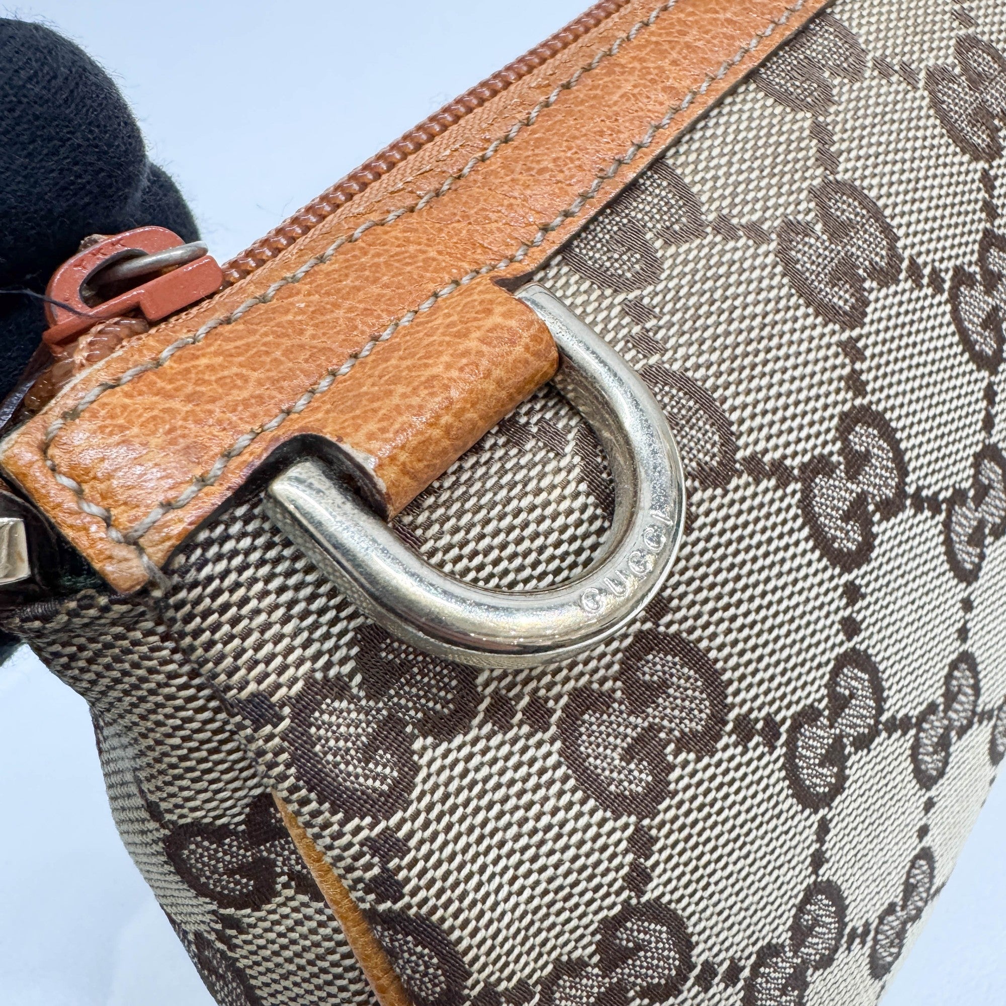 Tan GG Canvas Shoulder Bag