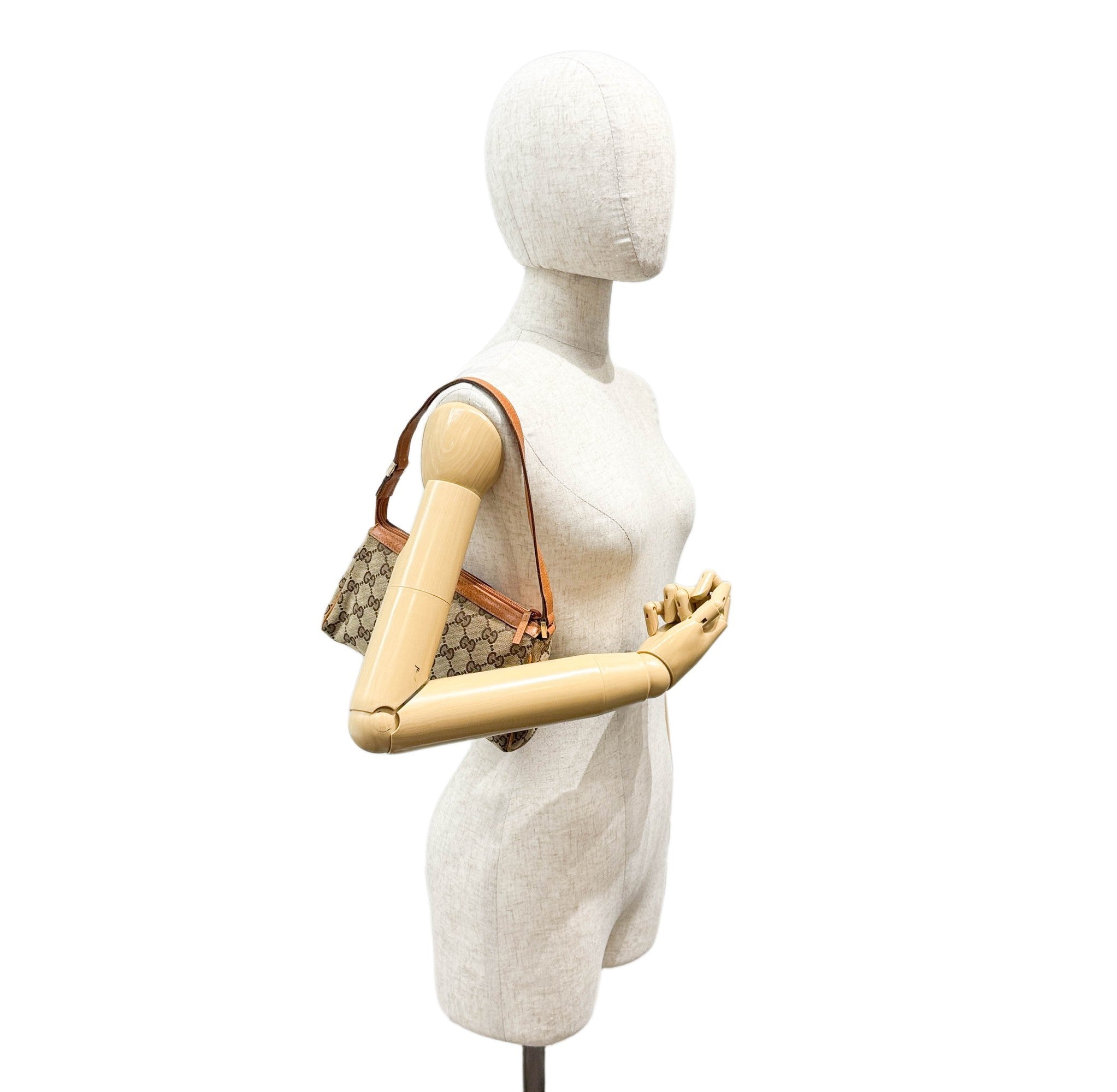 Tan GG Canvas Shoulder Bag
