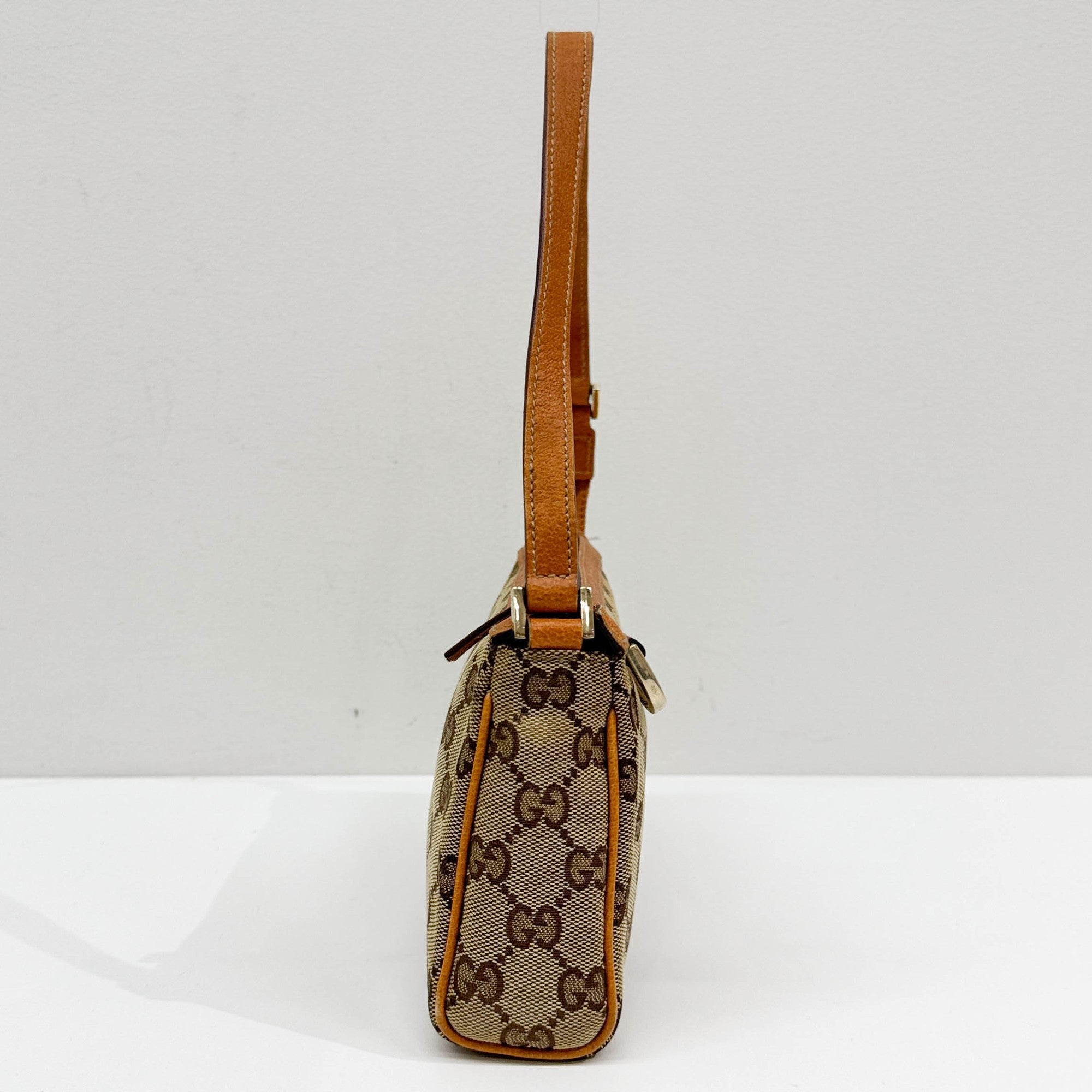 Tan GG Canvas Shoulder Bag