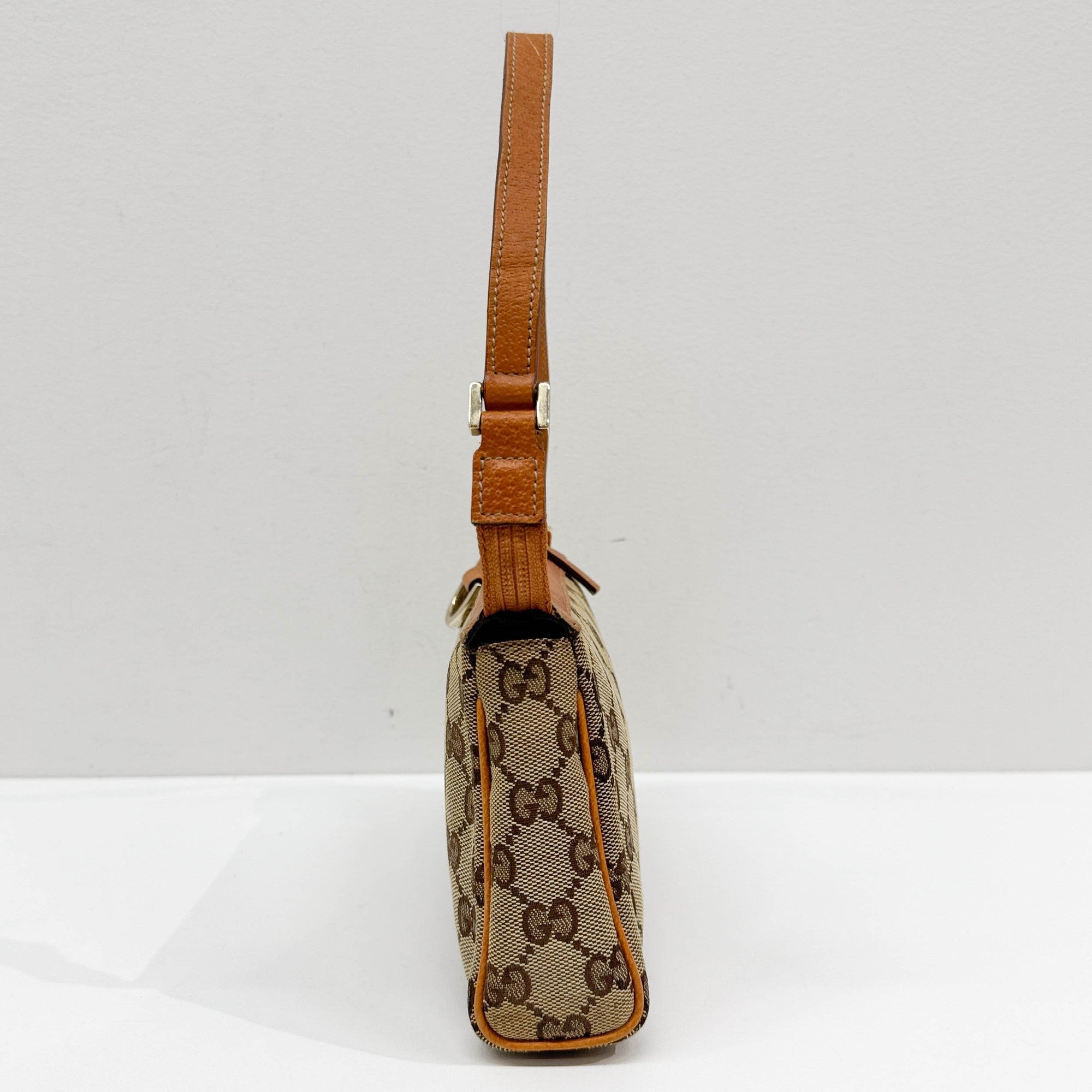 Tan GG Canvas Shoulder Bag