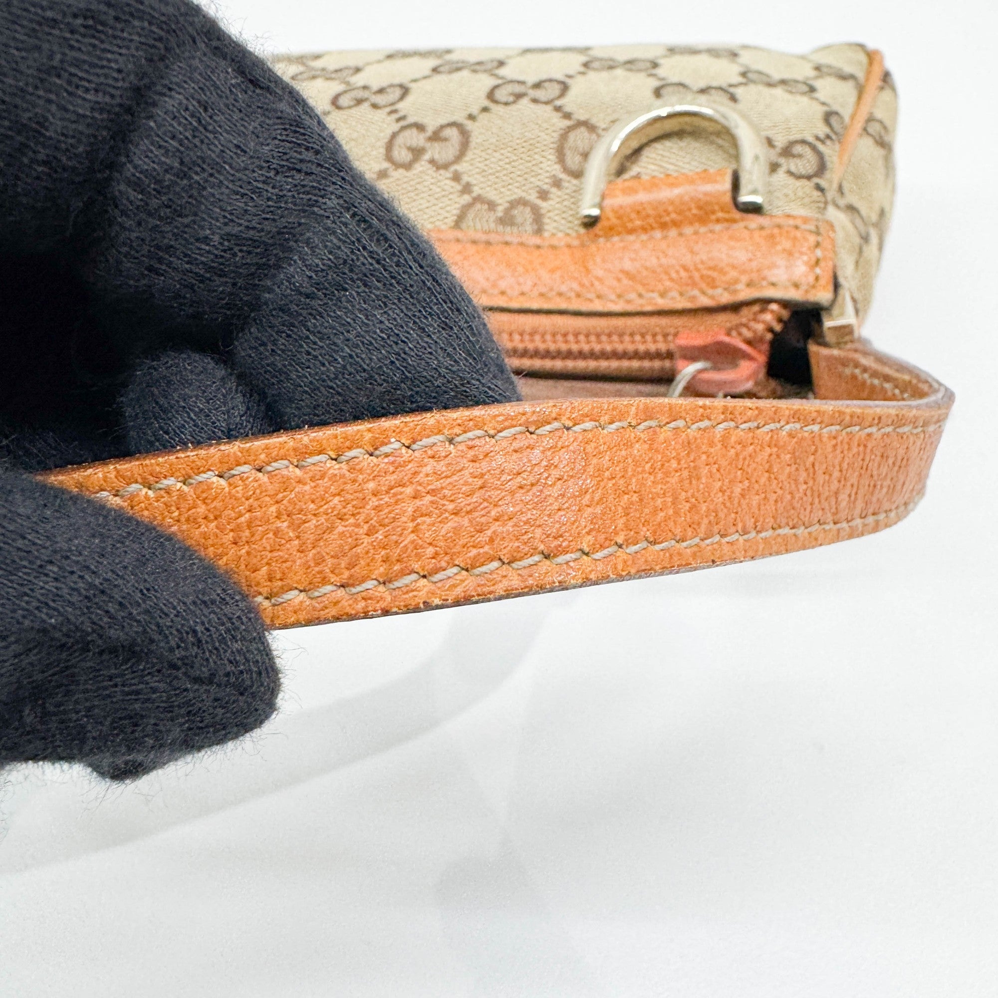 Tan GG Canvas Shoulder Bag