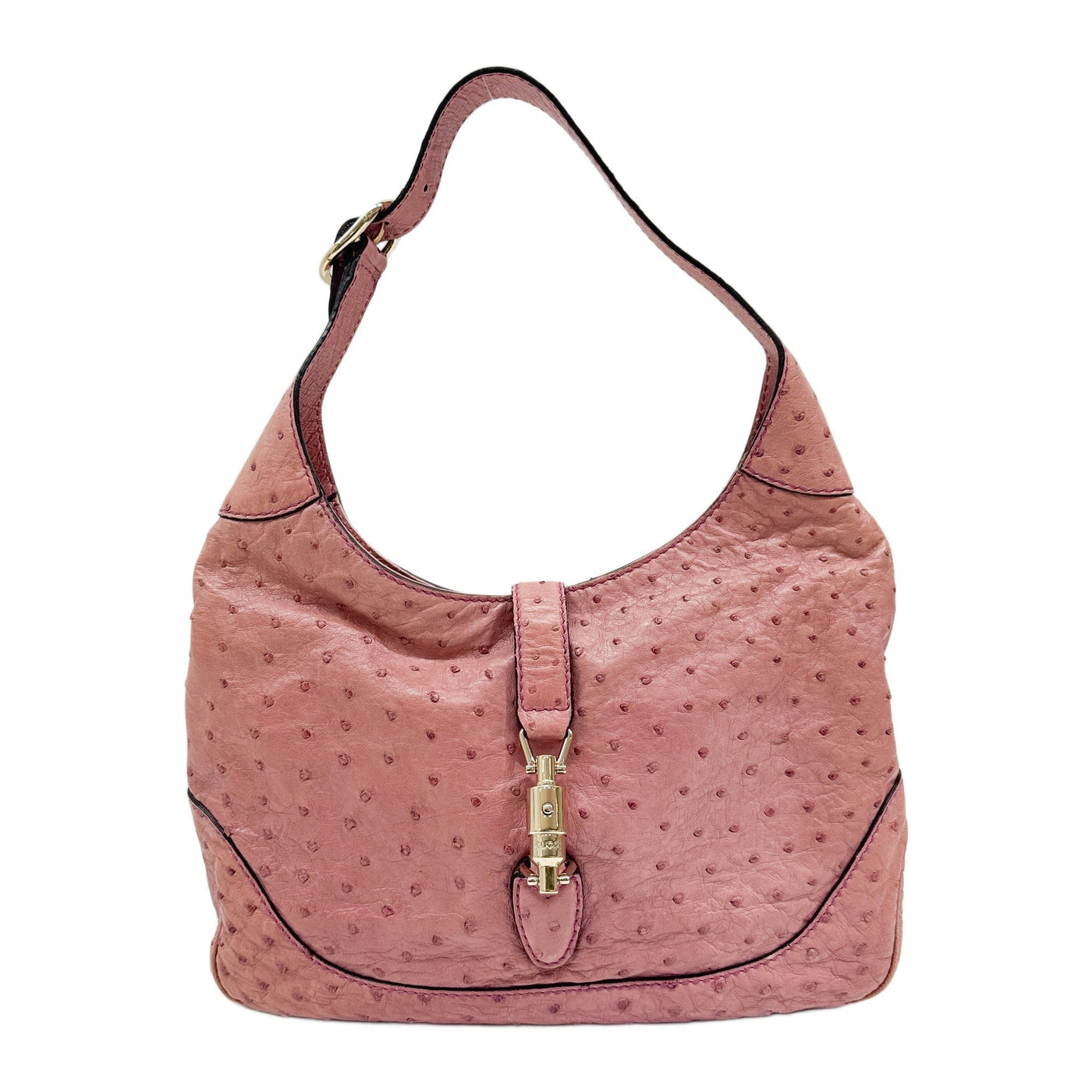 Jackie 1961 Pink Ostrich Leather Shoulder Bag