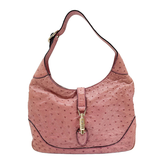 Jackie Pink Ostrich Leather Shoulder Bag