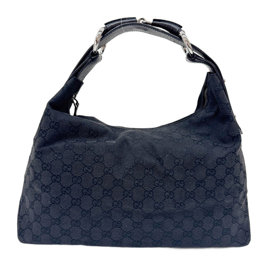 Horsebit Black GG Canvas Shoulder Bag