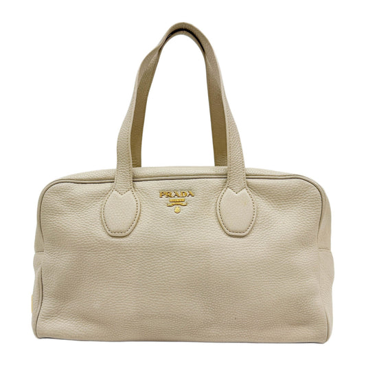 Bowler Cream Leather Shoulder Bag