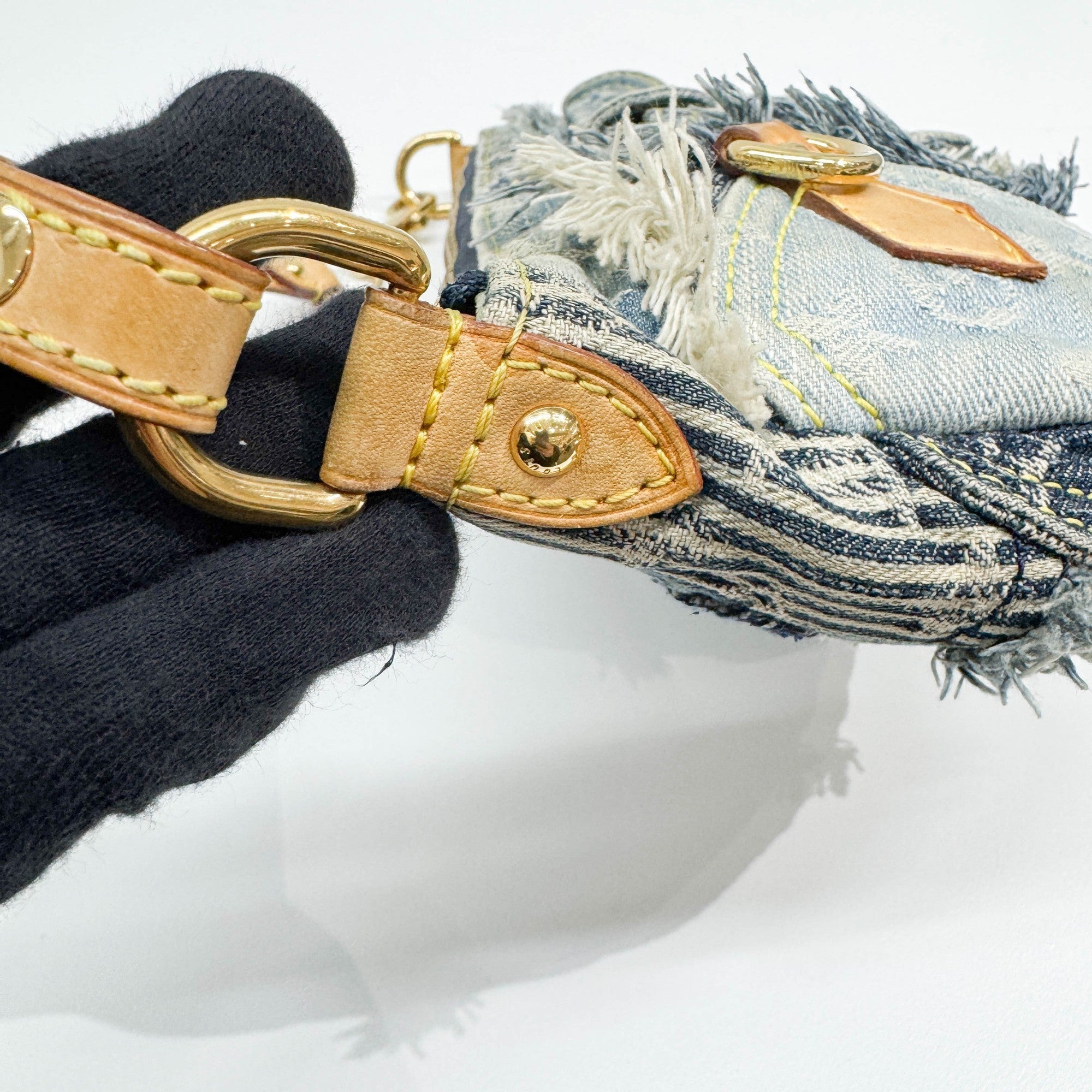 Patchwork Blue Monogram Denim Pochette Bag