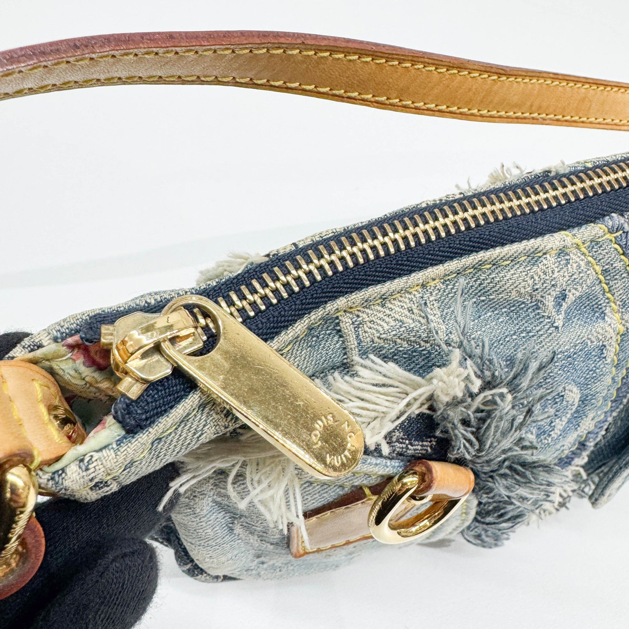 Patchwork Blue Monogram Denim Pochette Bag