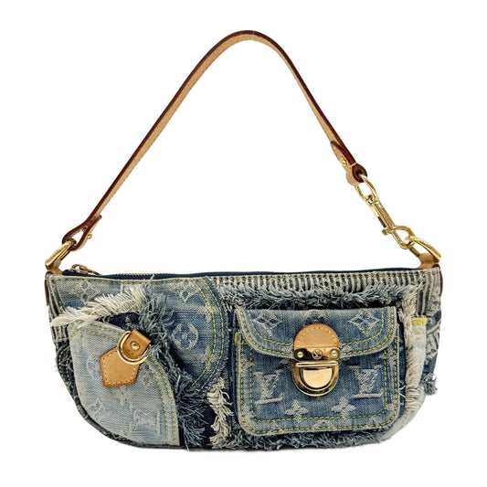 Patchwork Blue Monogram Denim Pochette Bag