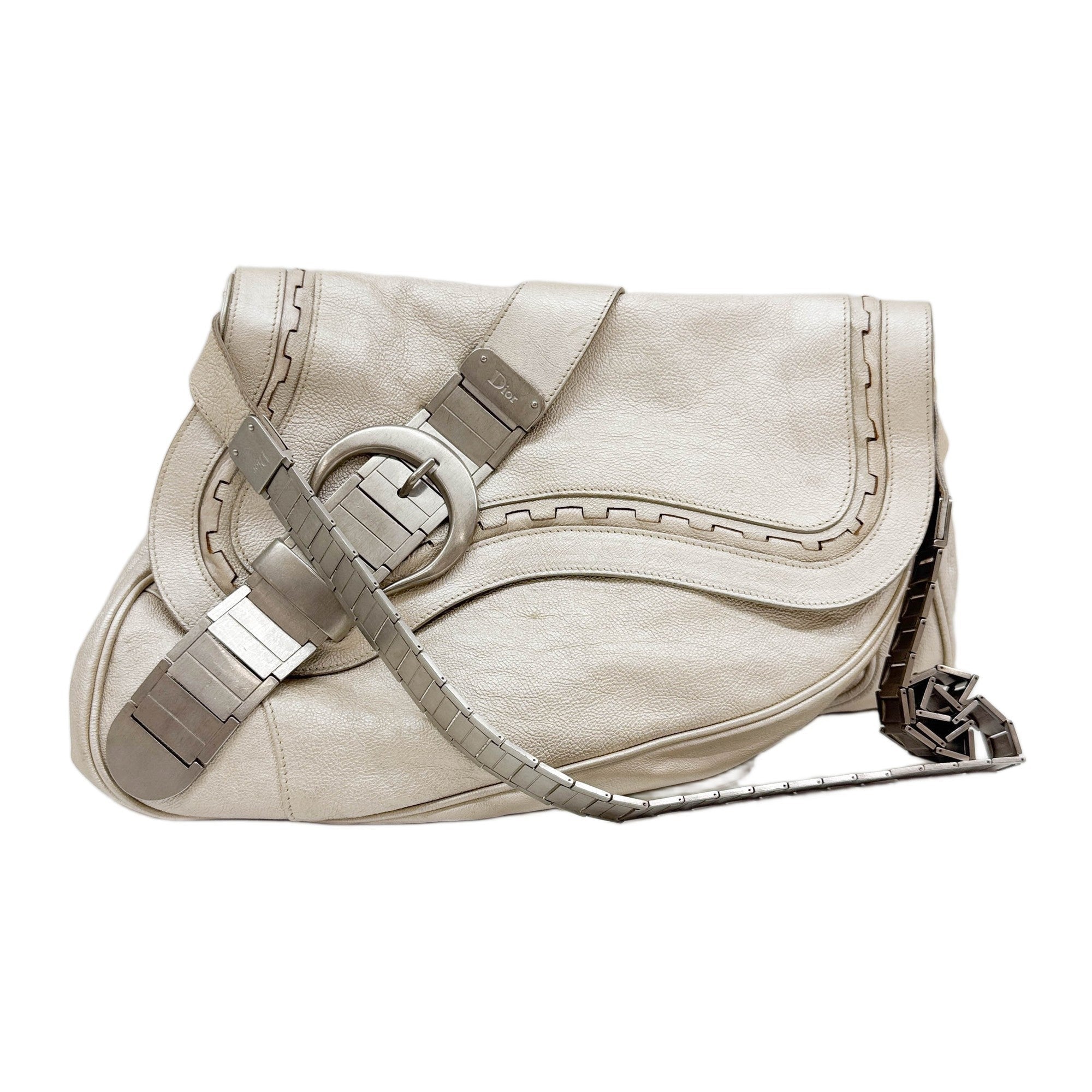 Gaucho Oyster Strap Champagne Leather Shoulder Bag
