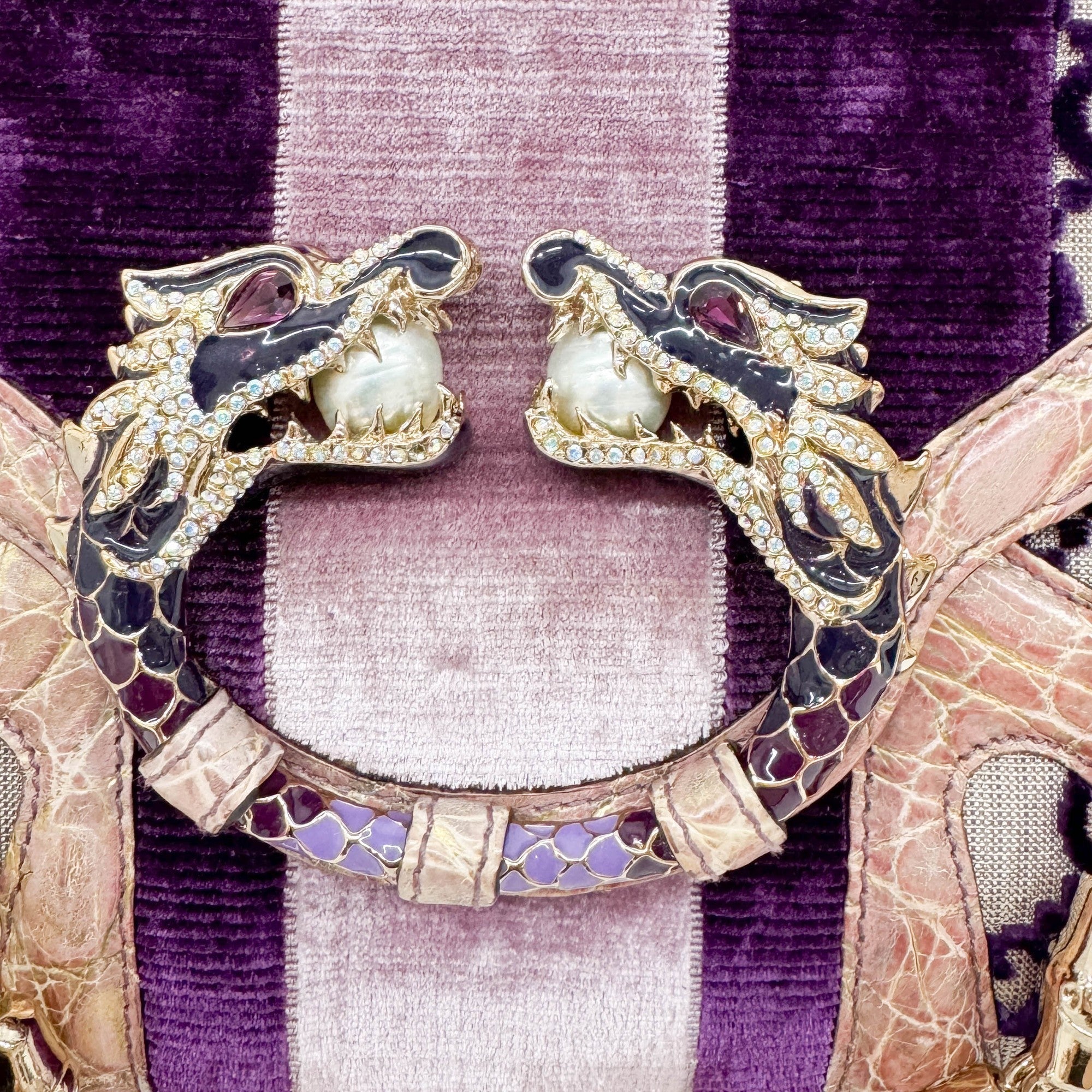 Rhinestone Dragons Multicolor GG Canvas Shoulder Bag