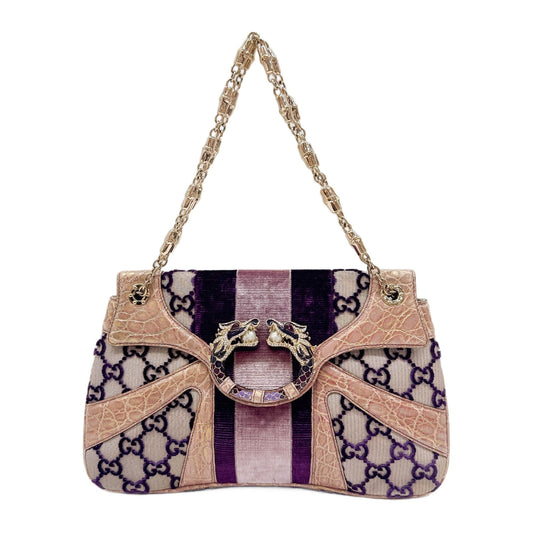 Rhinestone Dragons Multicolor GG Canvas Shoulder Bag