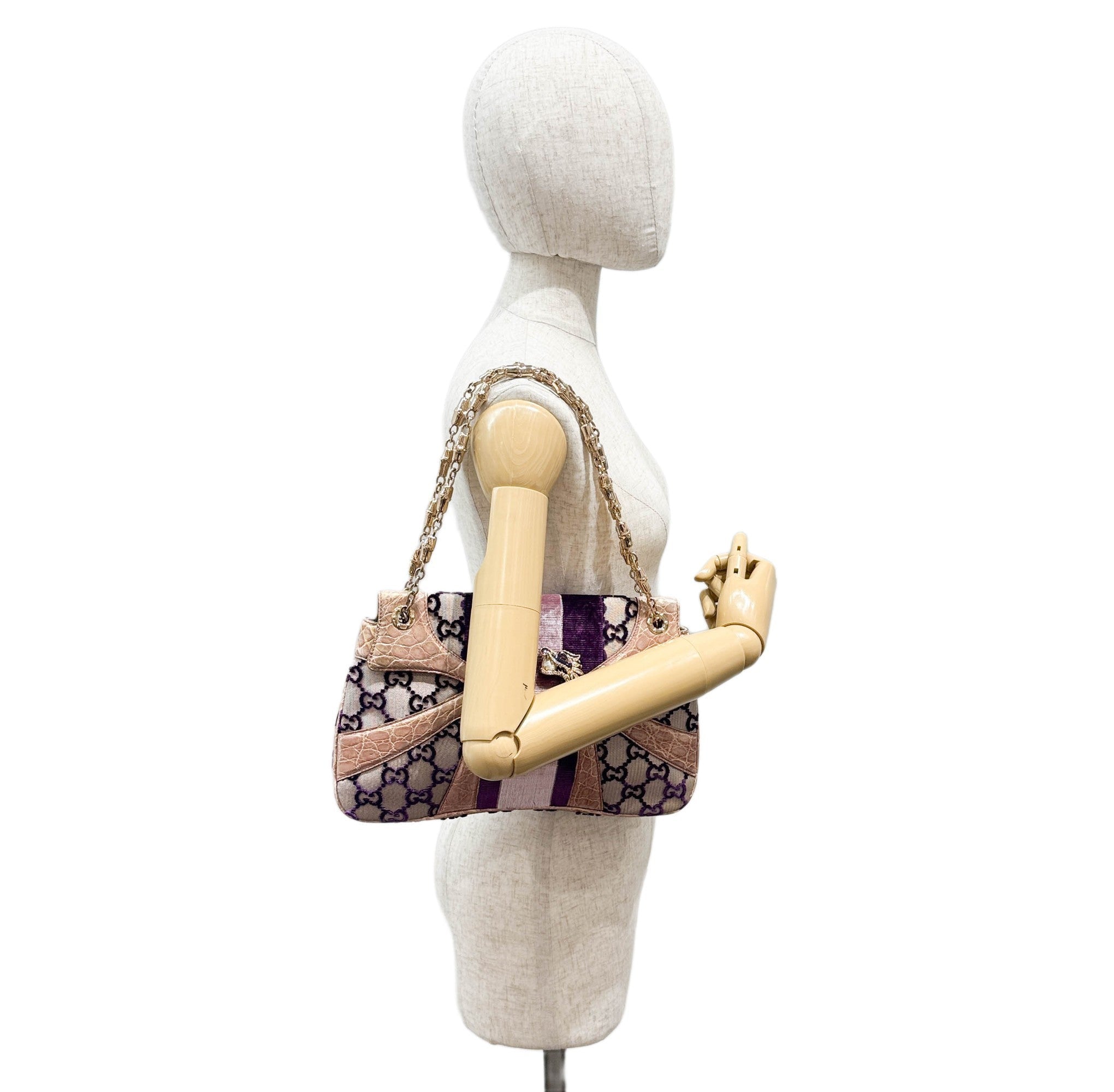 Rhinestone Dragons Multicolor GG Canvas Shoulder Bag