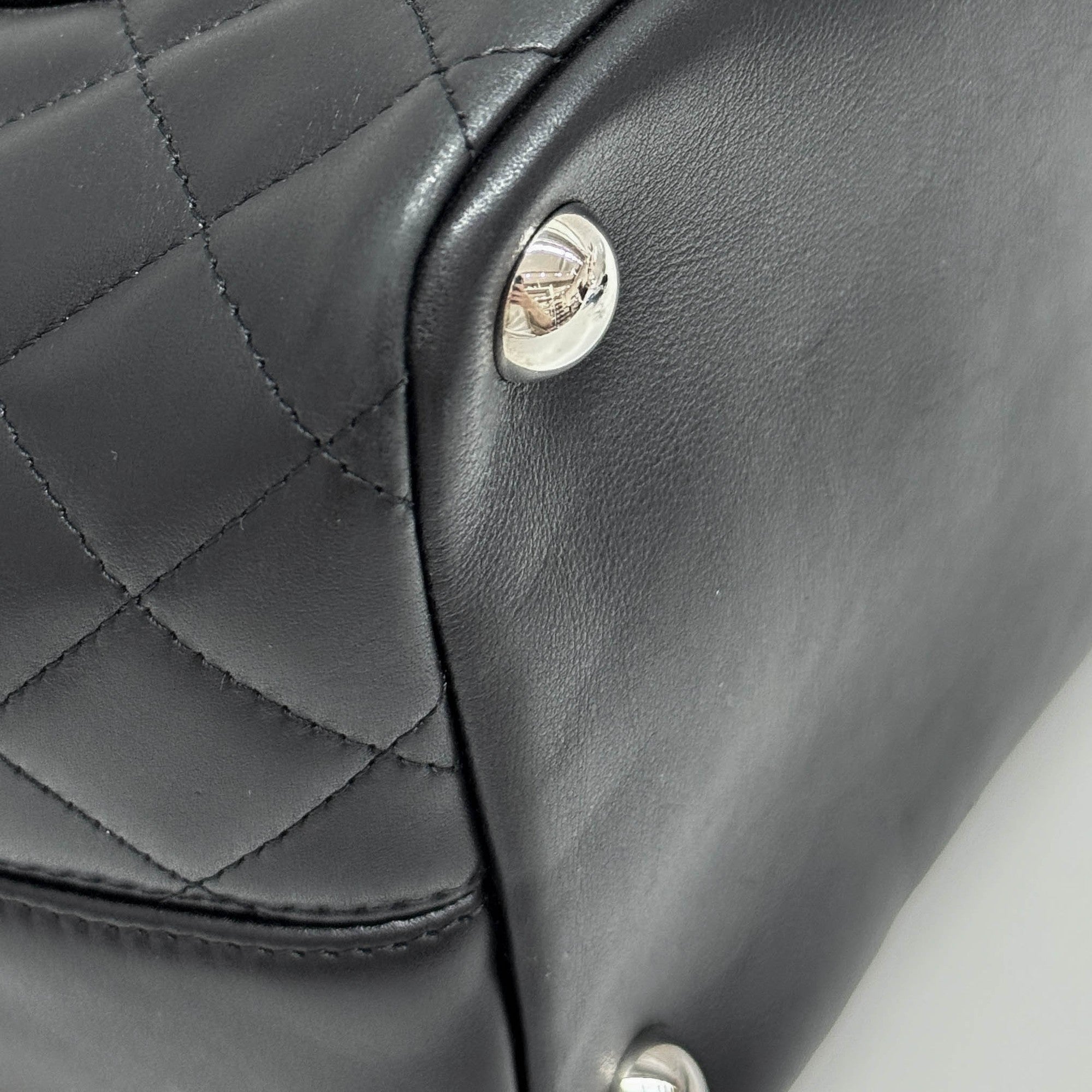 Cambon Black Leather Tote Bag
