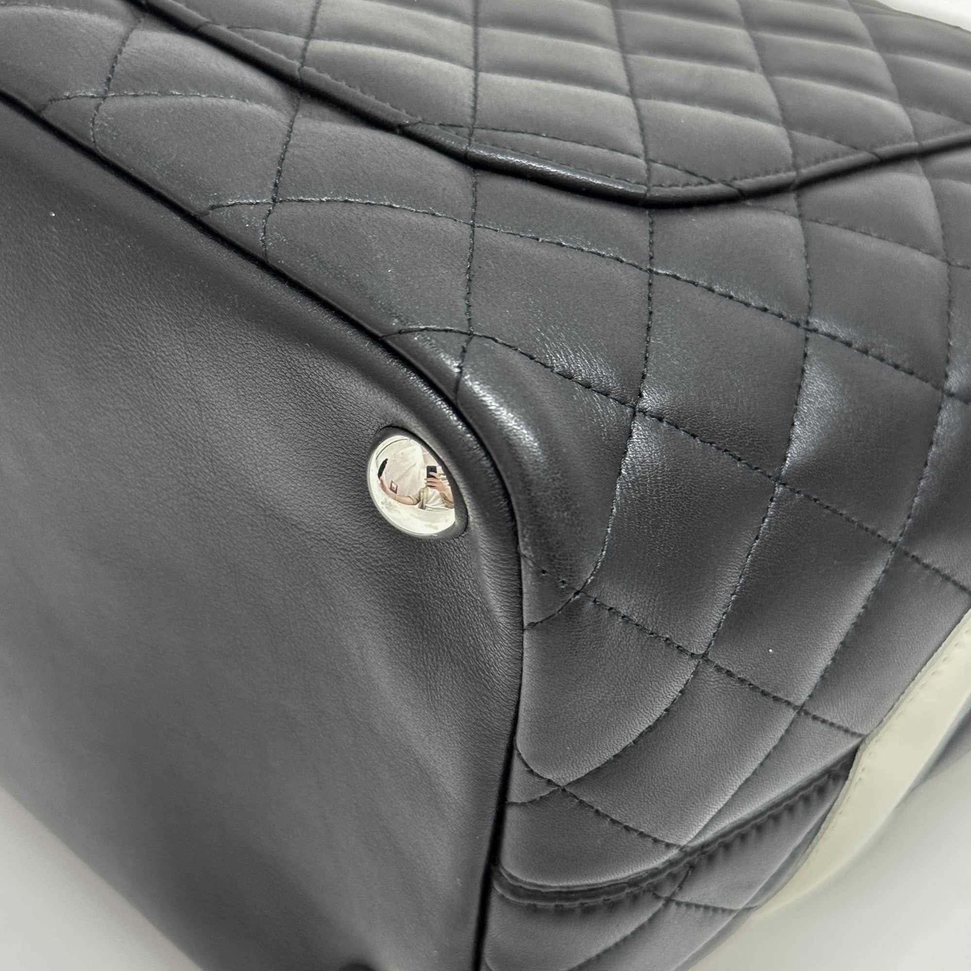 Cambon Black Leather Tote Bag