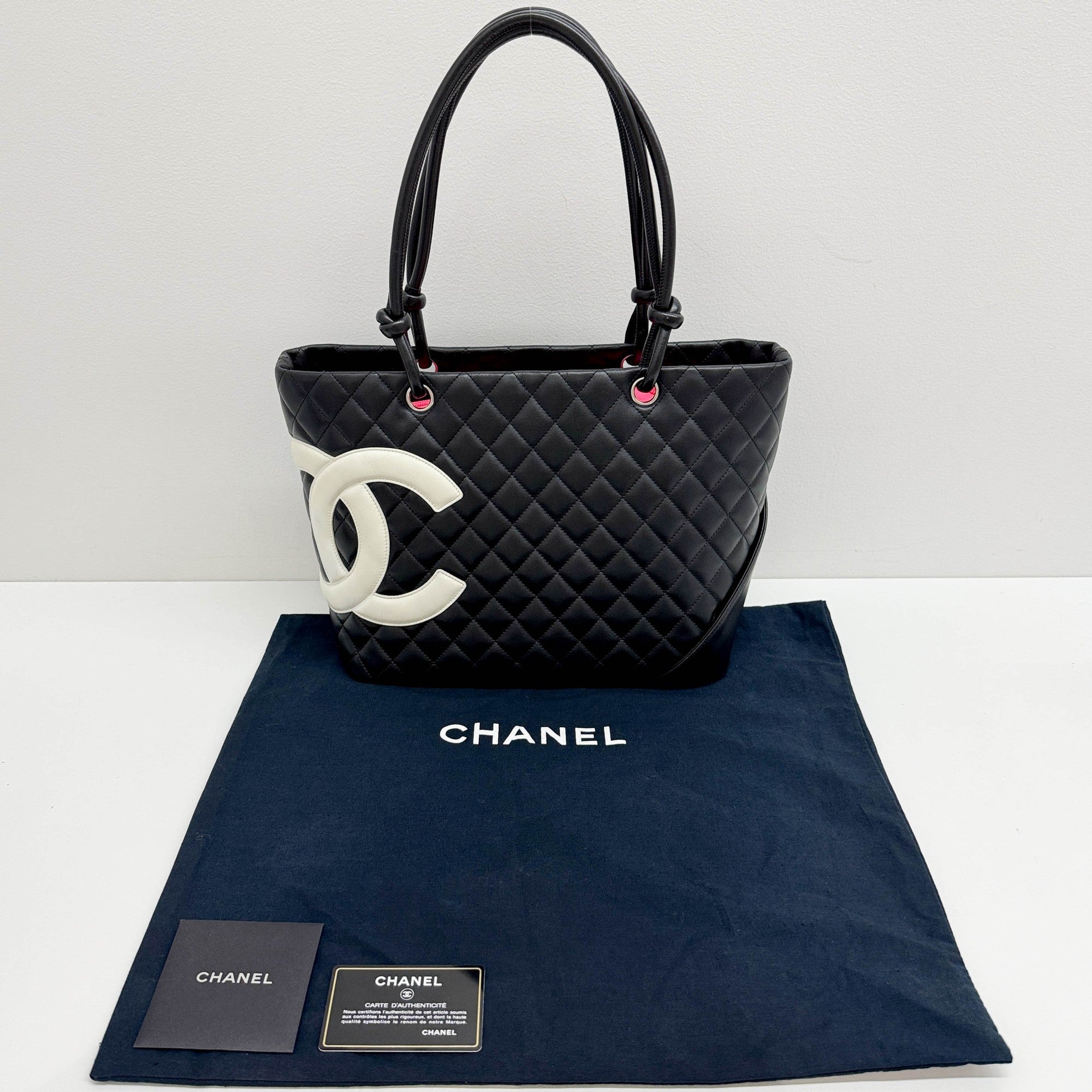 Cambon Black Leather Tote Bag