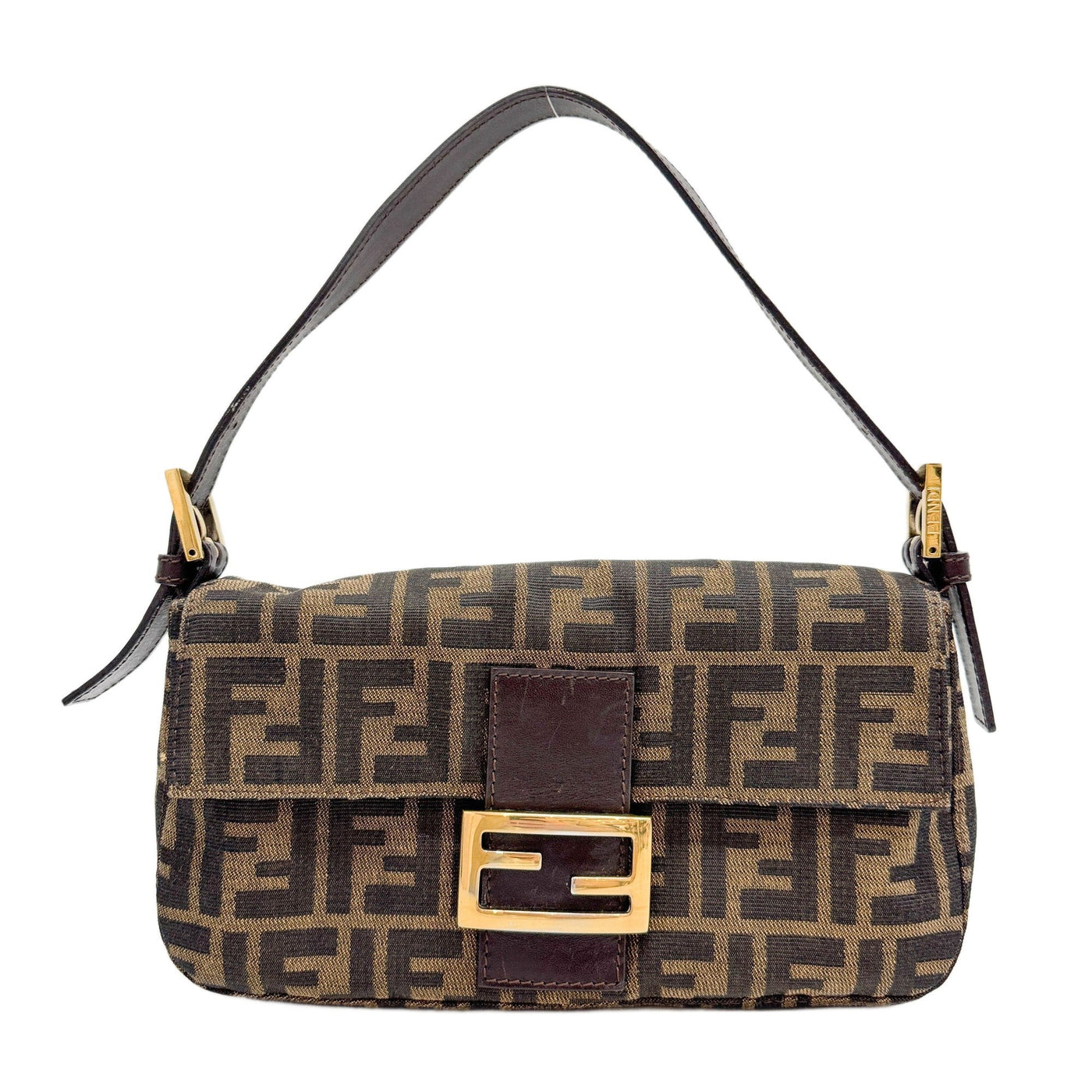 Baguette Brown Zucca Canvas Shoulder Bag