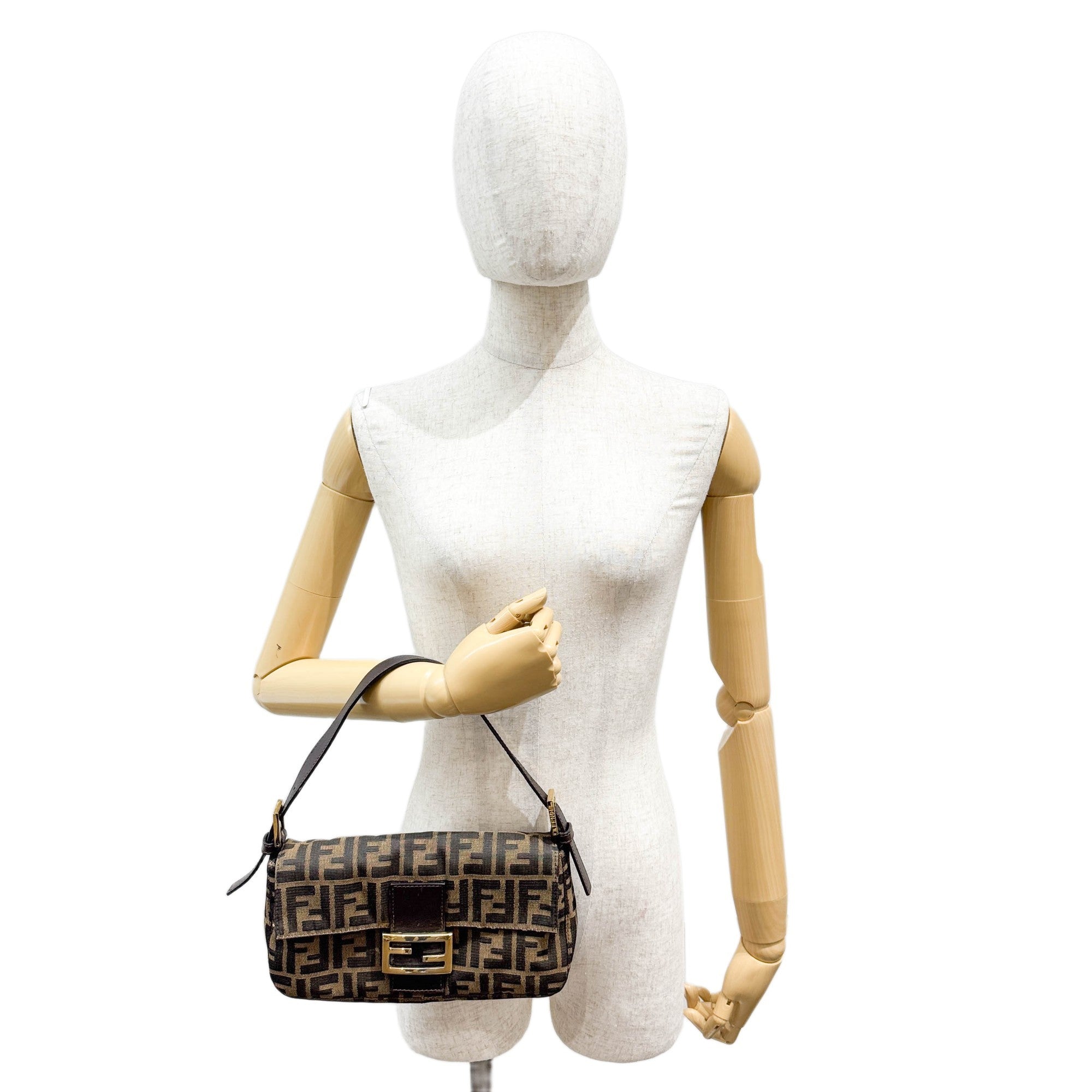 Baguette Brown Zucca Canvas Shoulder Bag