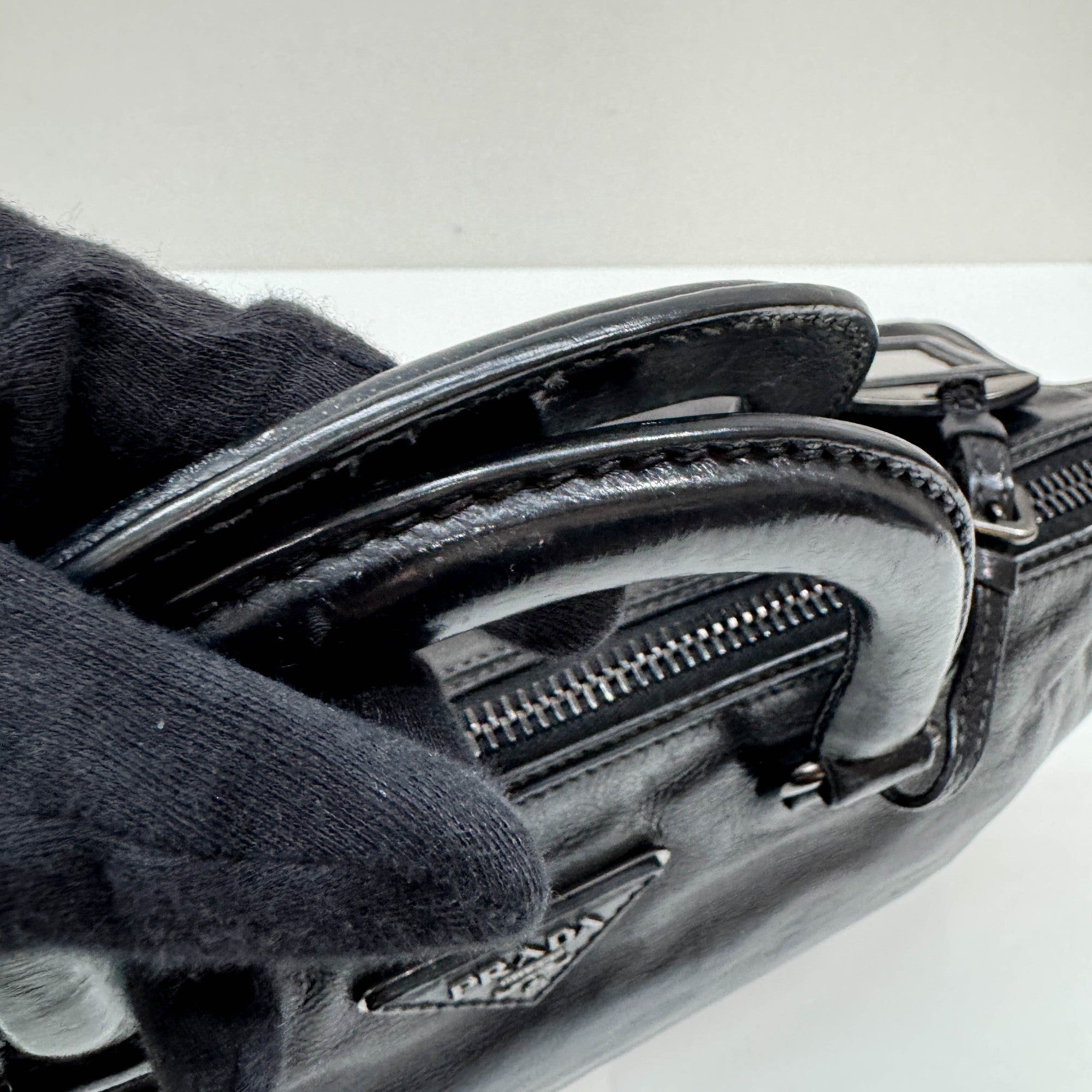 Black Leather Two Way Tote Bag