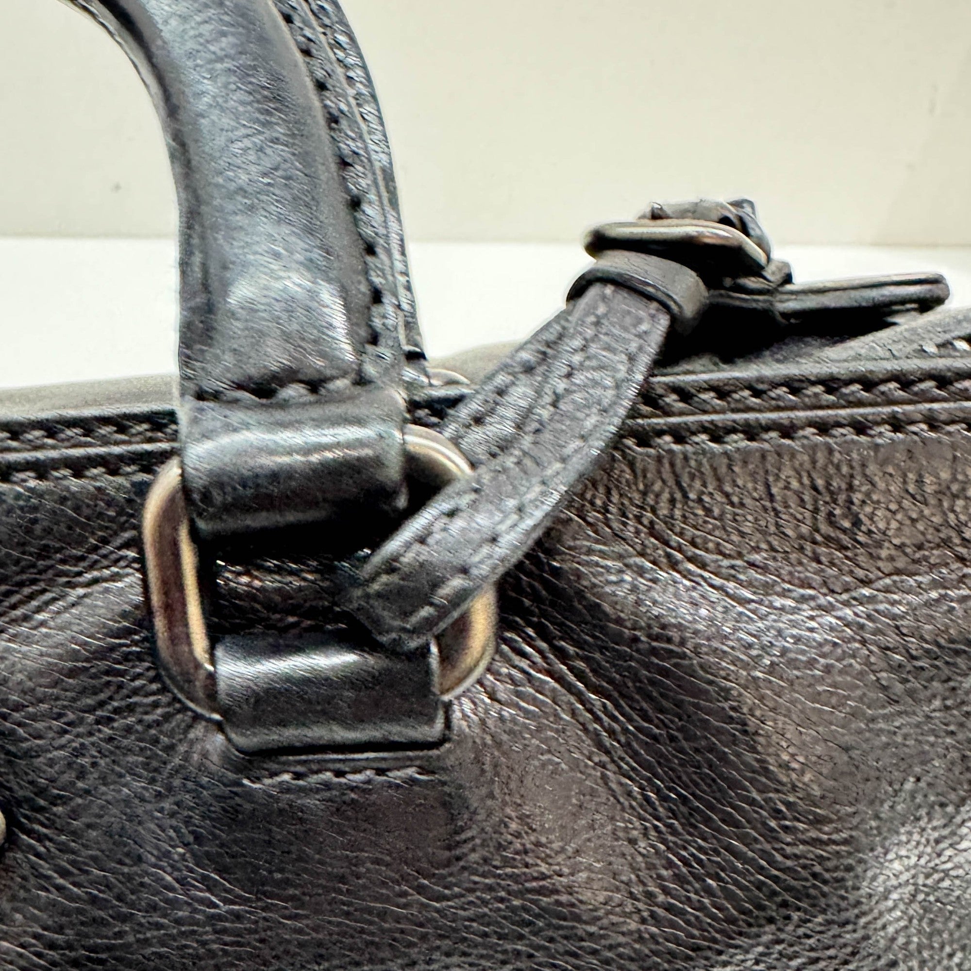 Black Leather Two Way Tote Bag