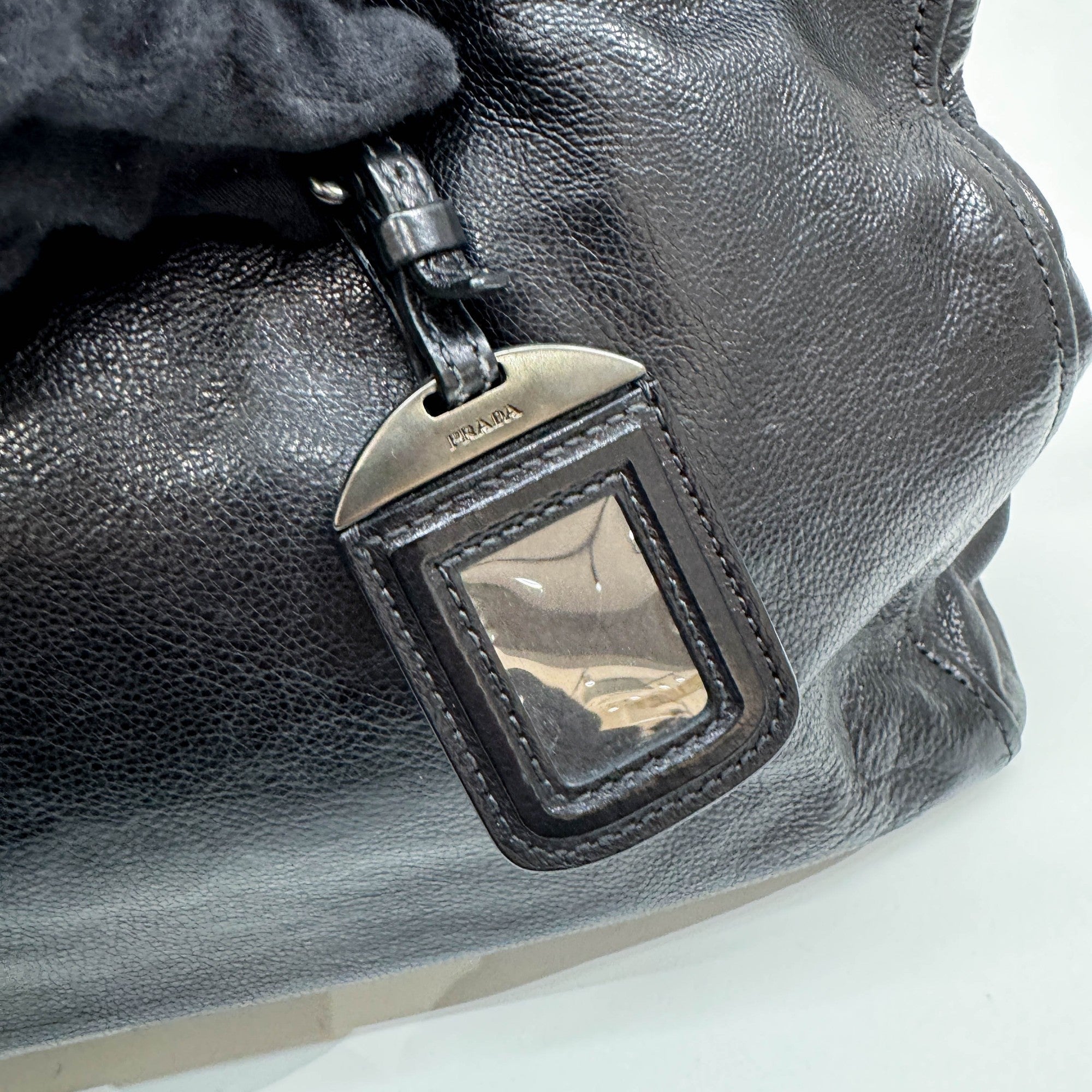 Black Leather Two Way Tote Bag