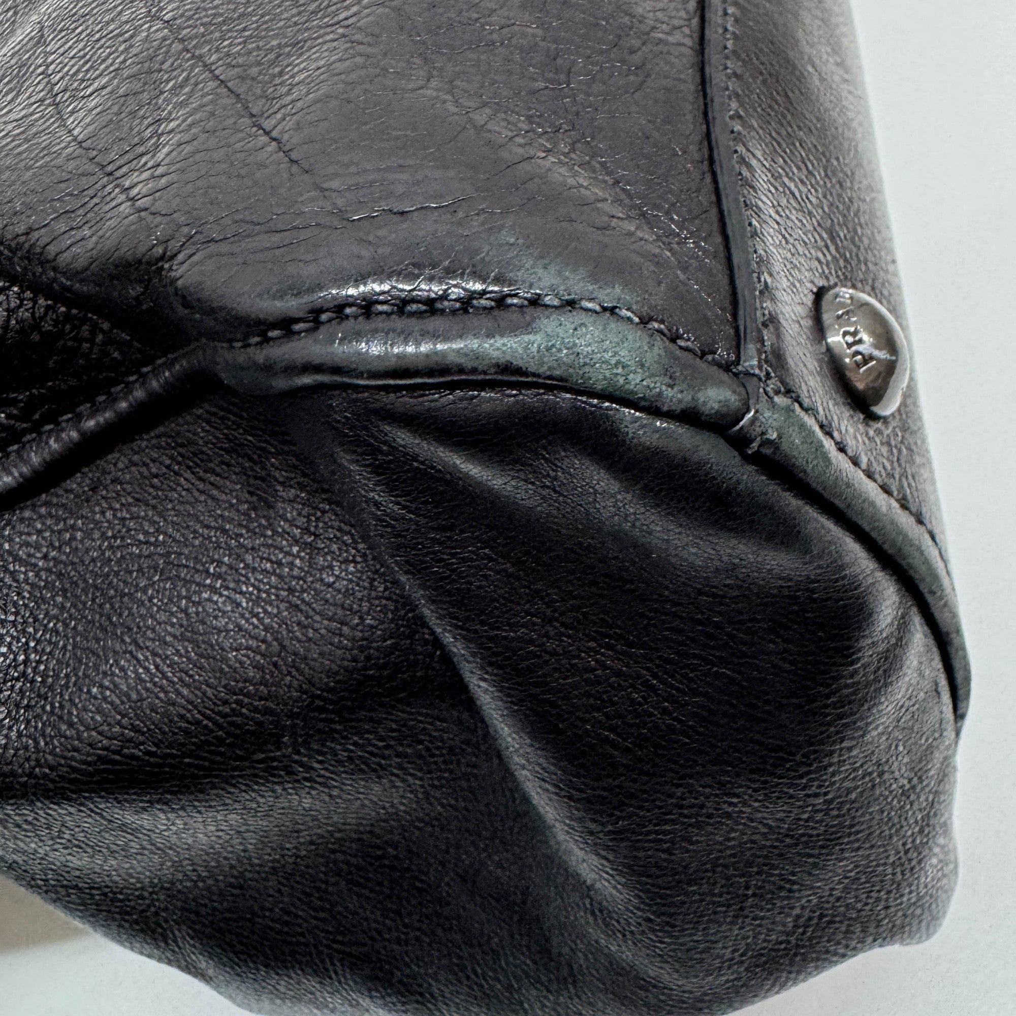 Black Leather Two Way Tote Bag