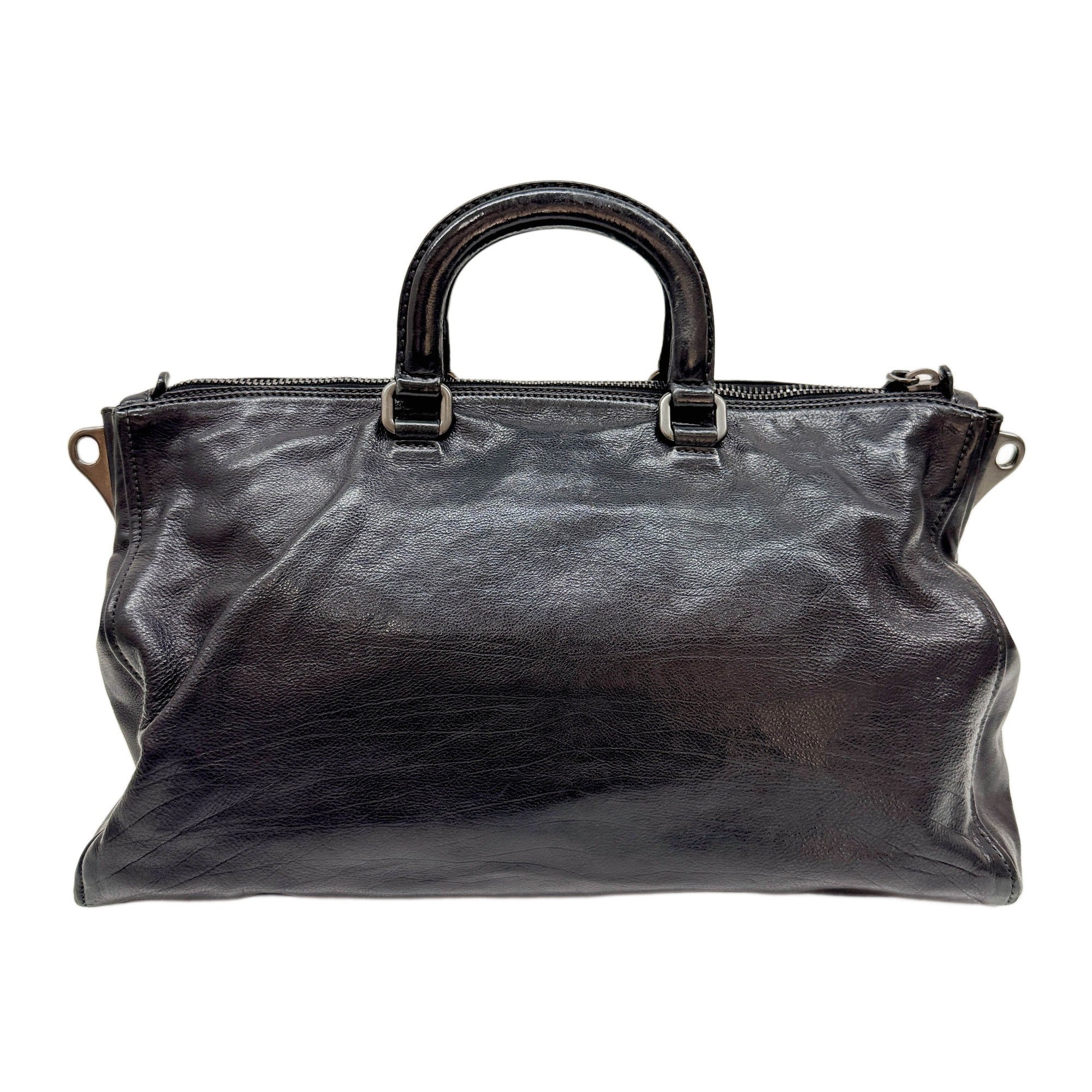 Black Leather Two Way Tote Bag