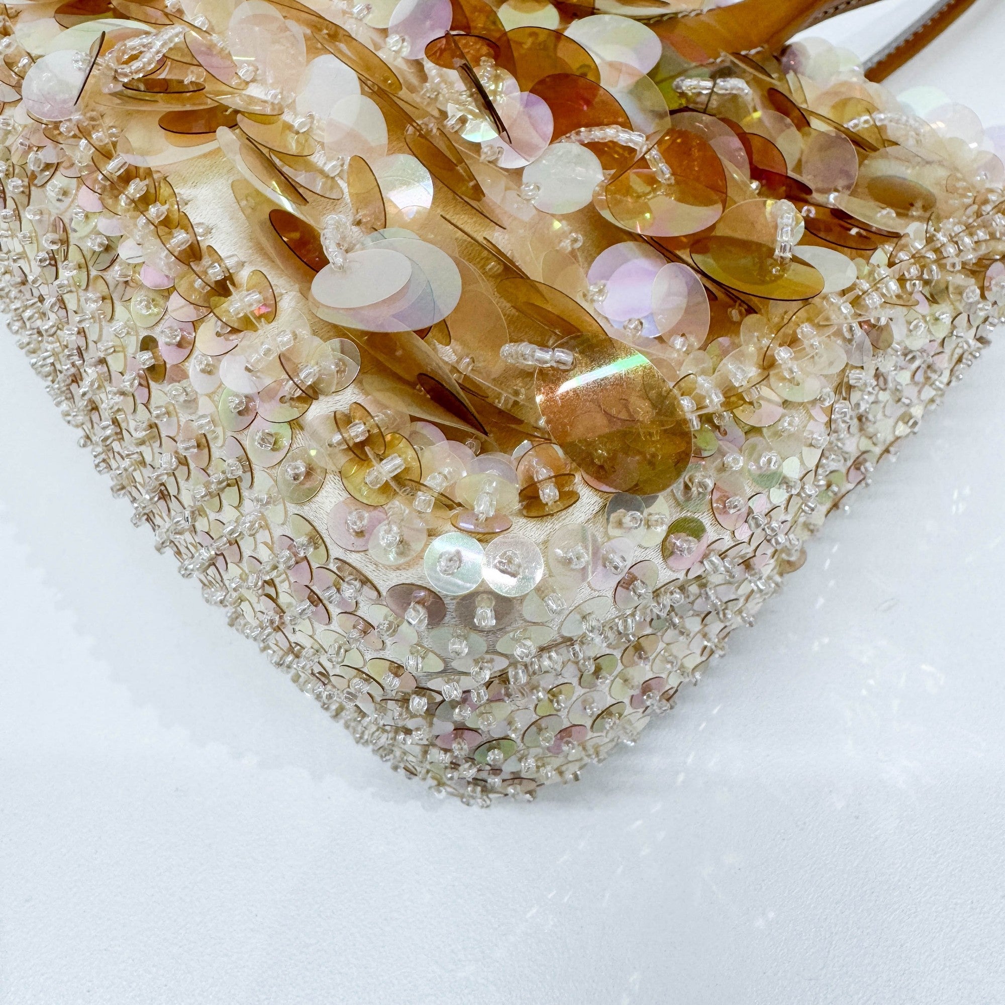 Orange Beads & Sequins Hand Bag