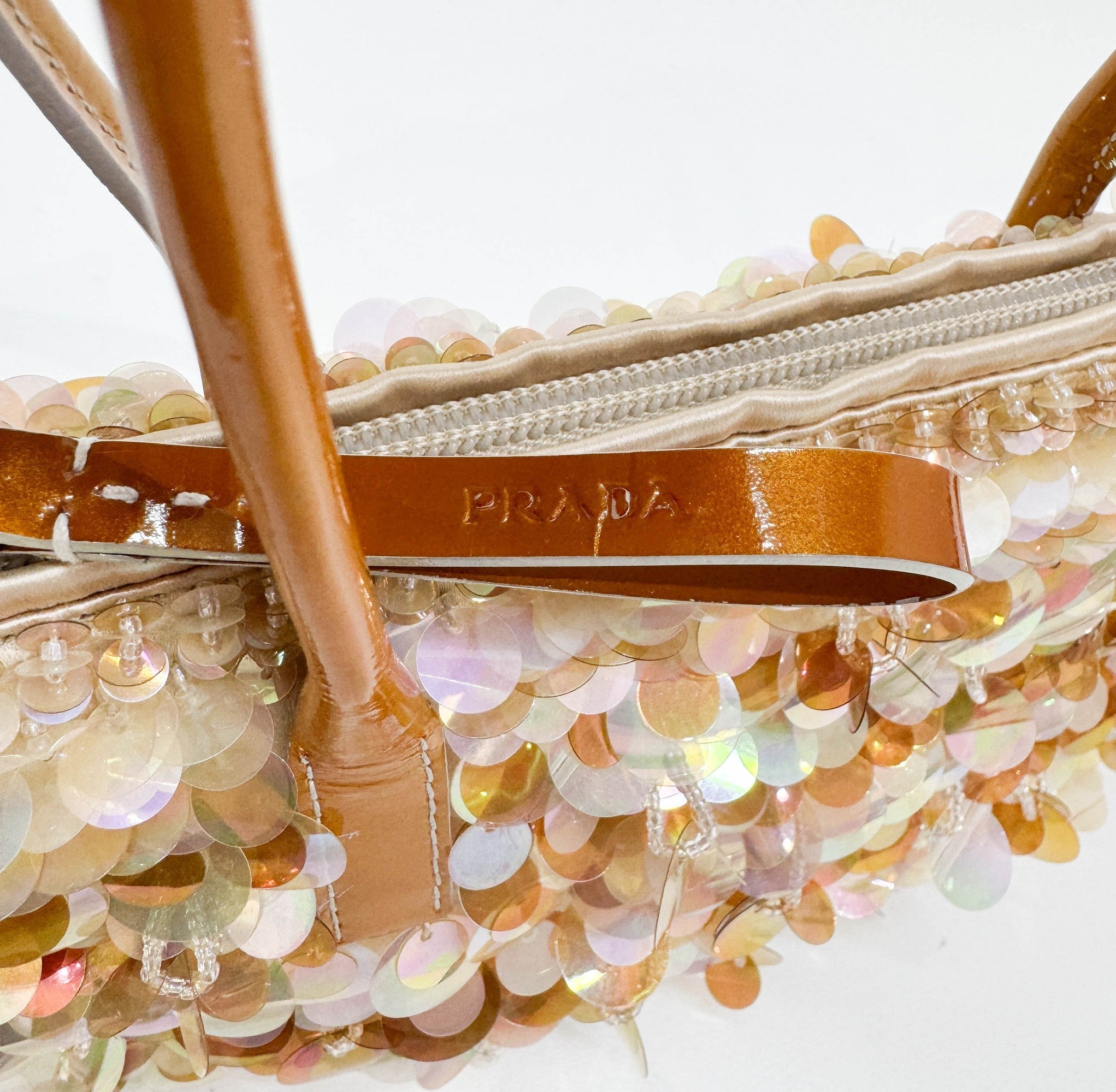 Orange Beads & Sequins Hand Bag