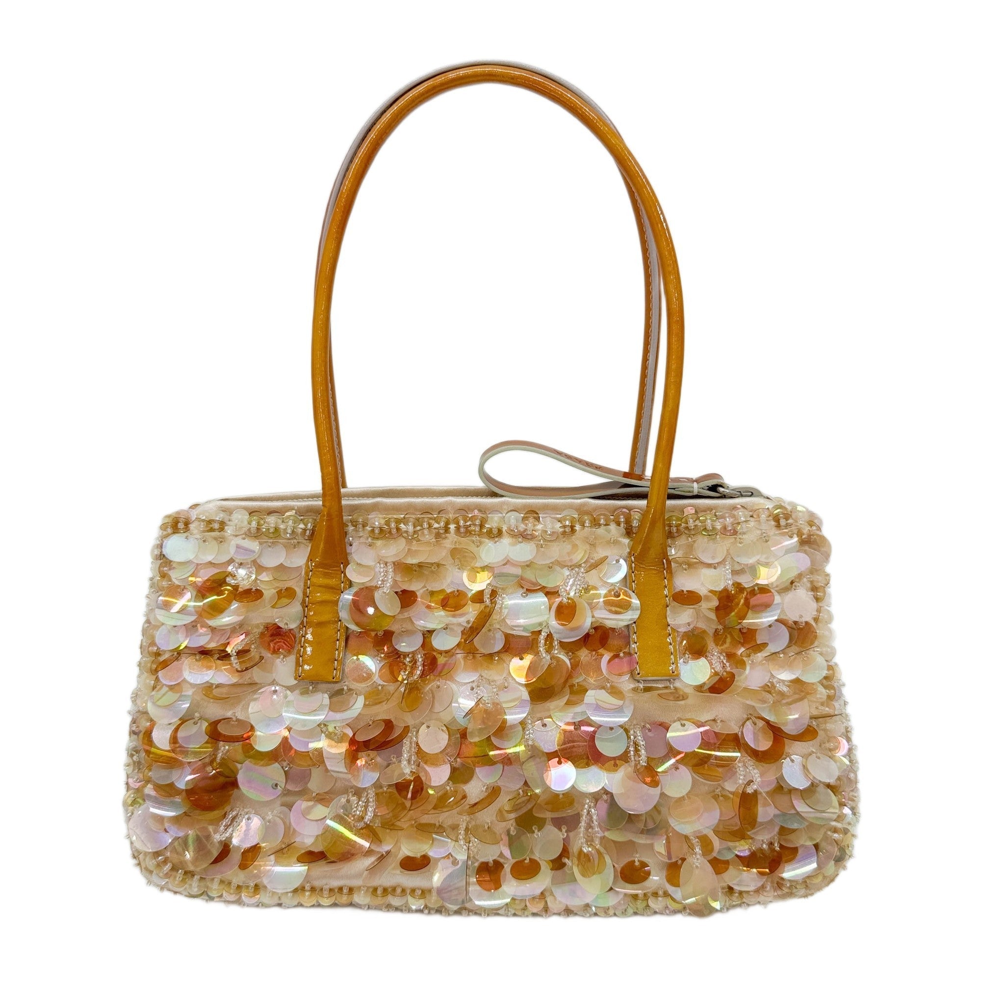 Orange Beads & Sequins Hand Bag