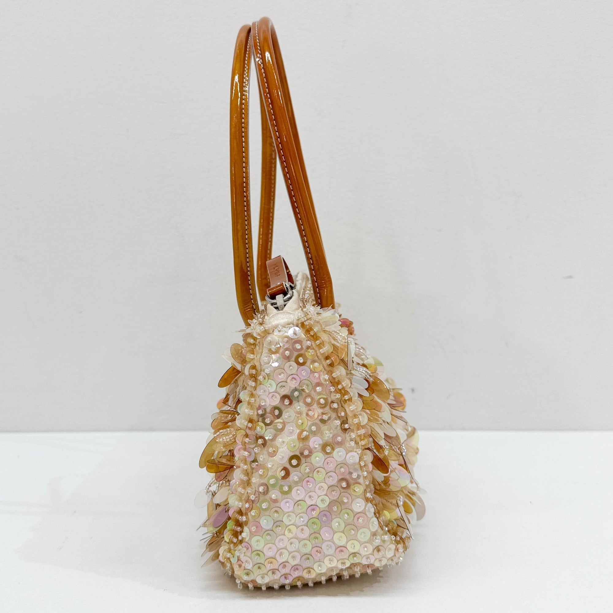 Orange Beads & Sequins Hand Bag