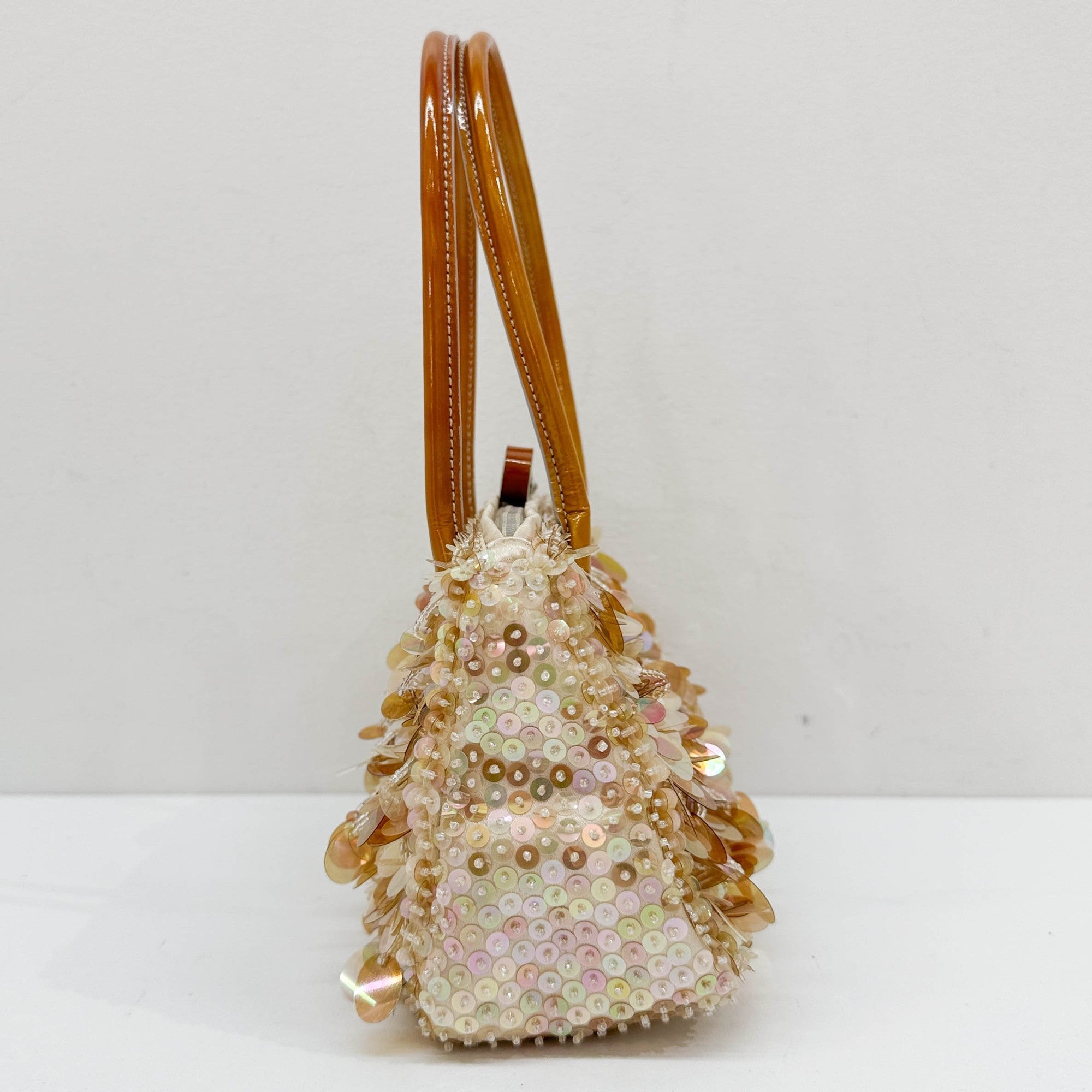 Orange Beads & Sequins Hand Bag