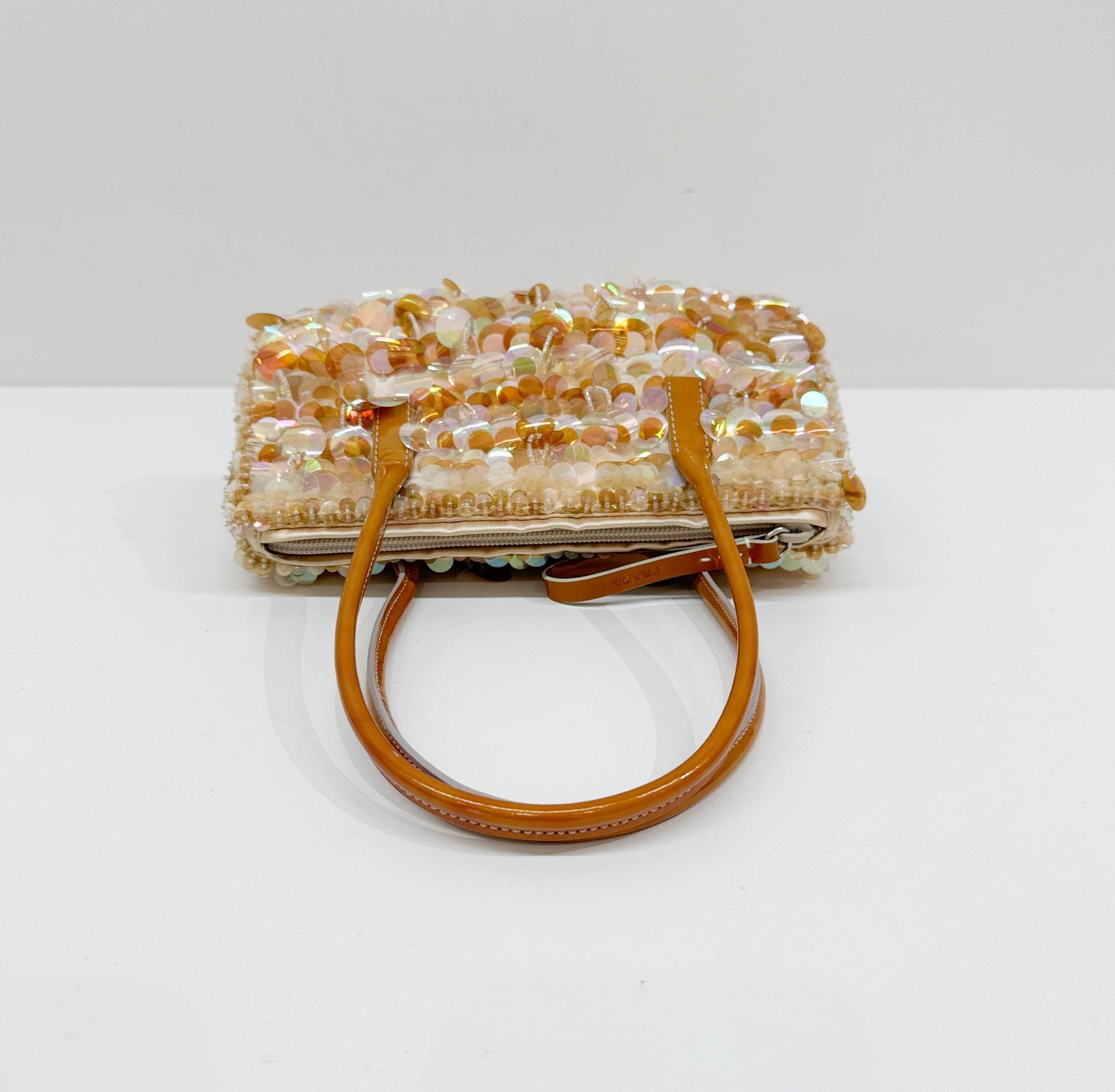 Orange Beads & Sequins Hand Bag