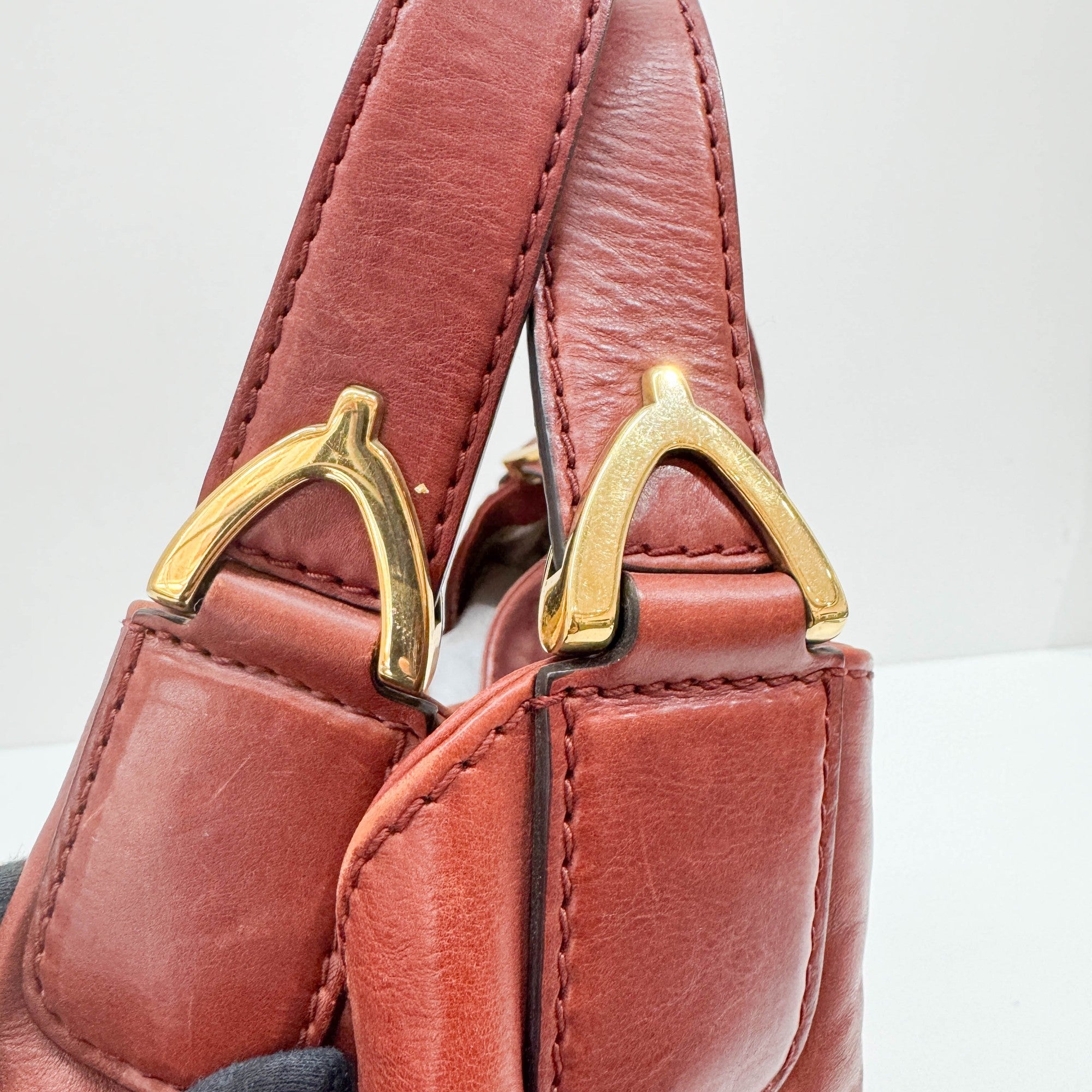 Stirrup Rust Leather Shoulder Bag