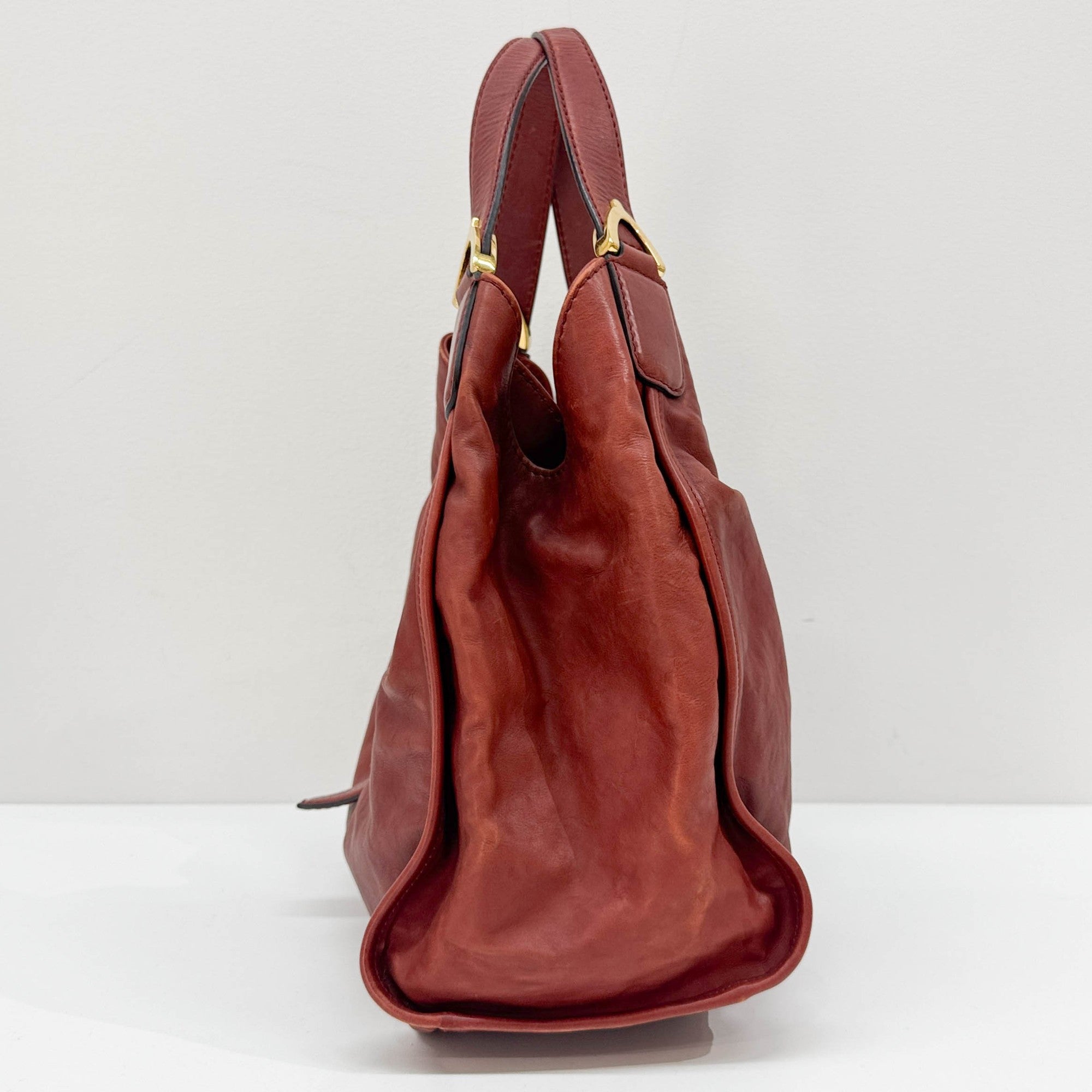 Stirrup Rust Leather Shoulder Bag