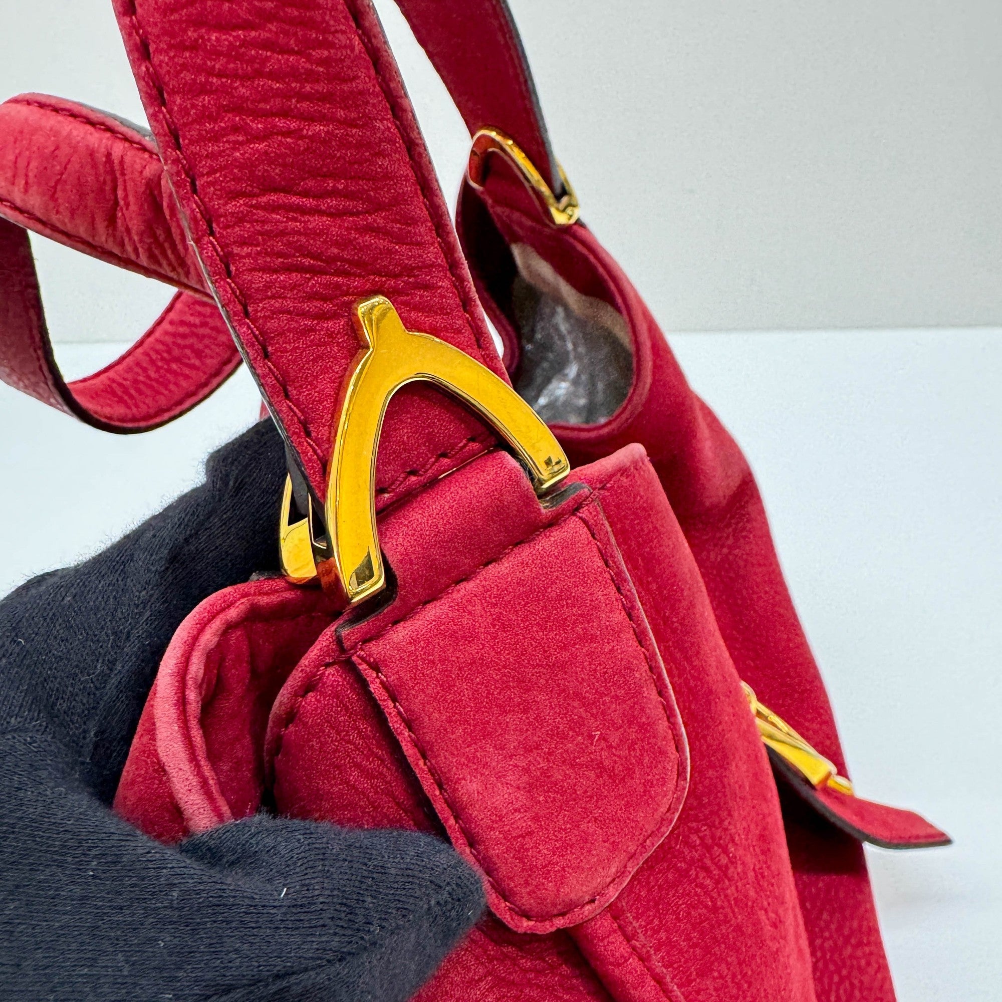 Stirrup Cherry Leather Shoulder Bag