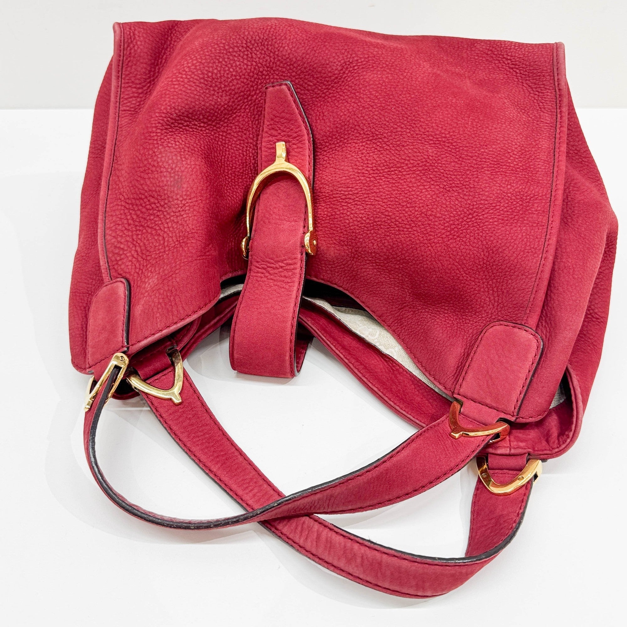 Stirrup Cherry Leather Shoulder Bag