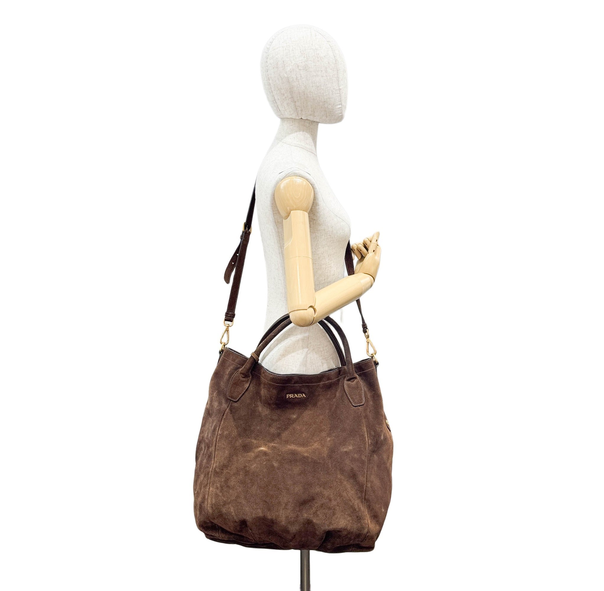 Brown Suede Two Way Bag