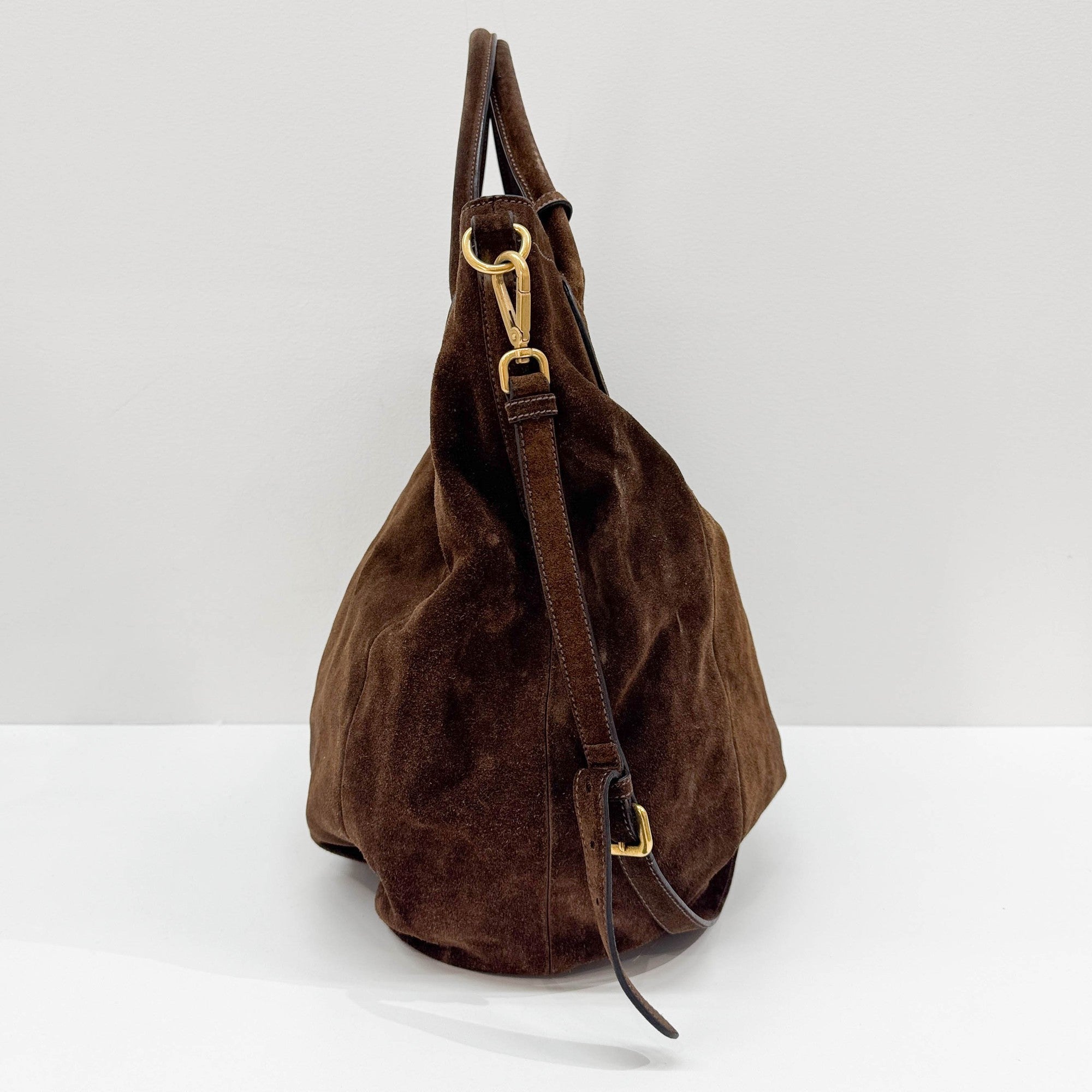Brown Suede Two Way Bag