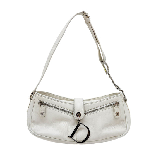 D Charm Pochette White Leather Shoulder Bag