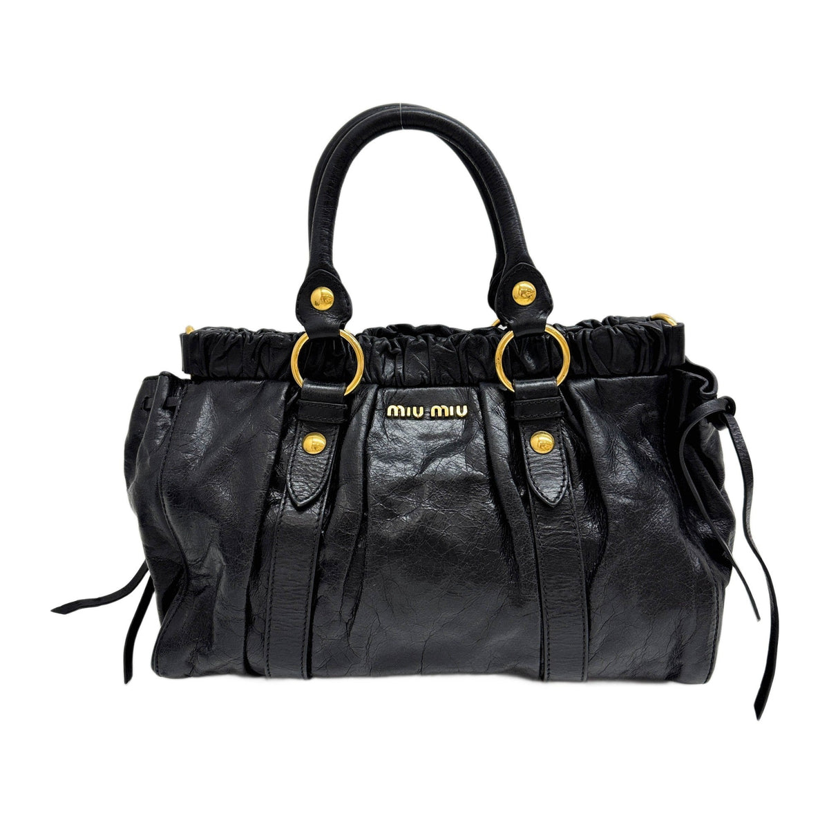 Vitello Black Leather Two Way Bag