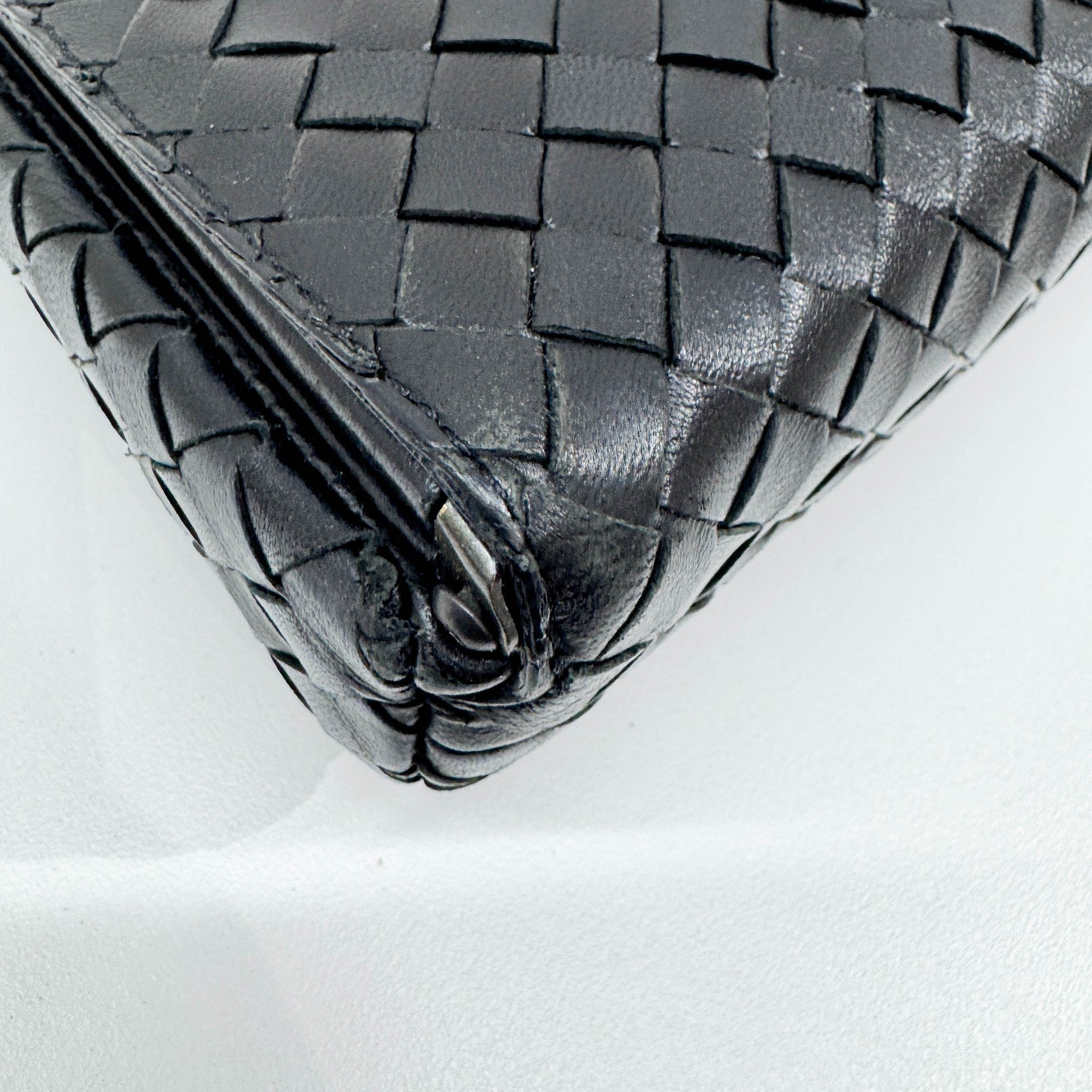 Intrecciato Black Leather Shoulder Bag