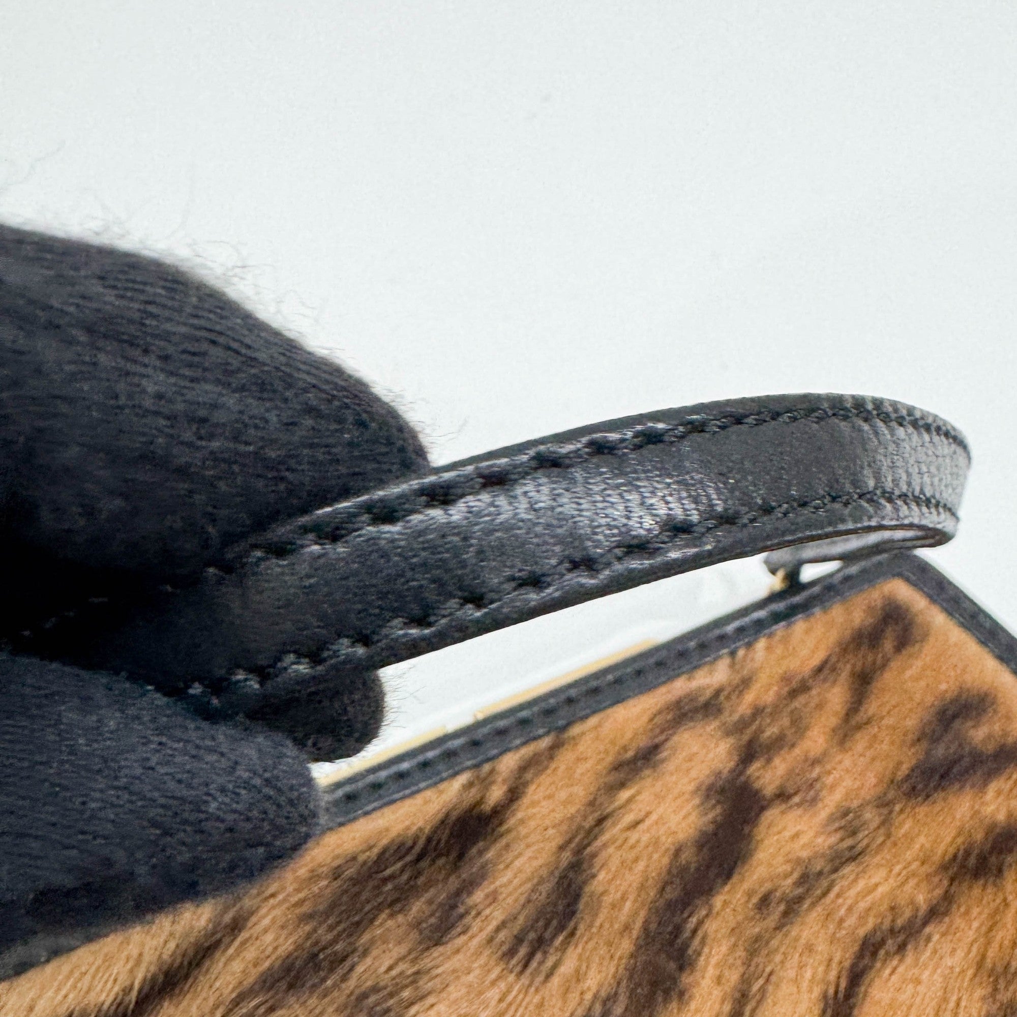 Harako Brown Tiger Print Pony Hair Hand Bag