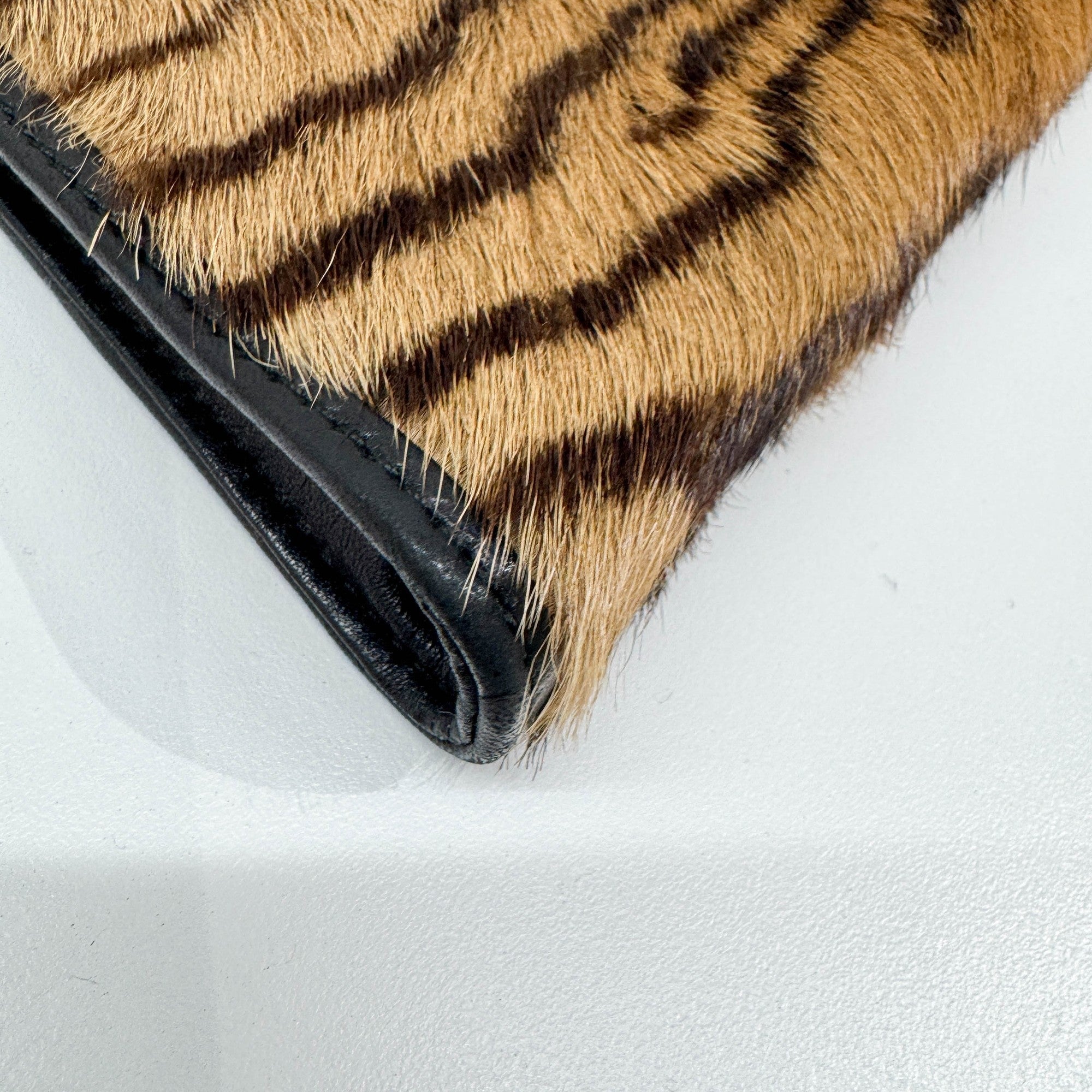 Harako Brown Tiger Print Pony Hair Hand Bag