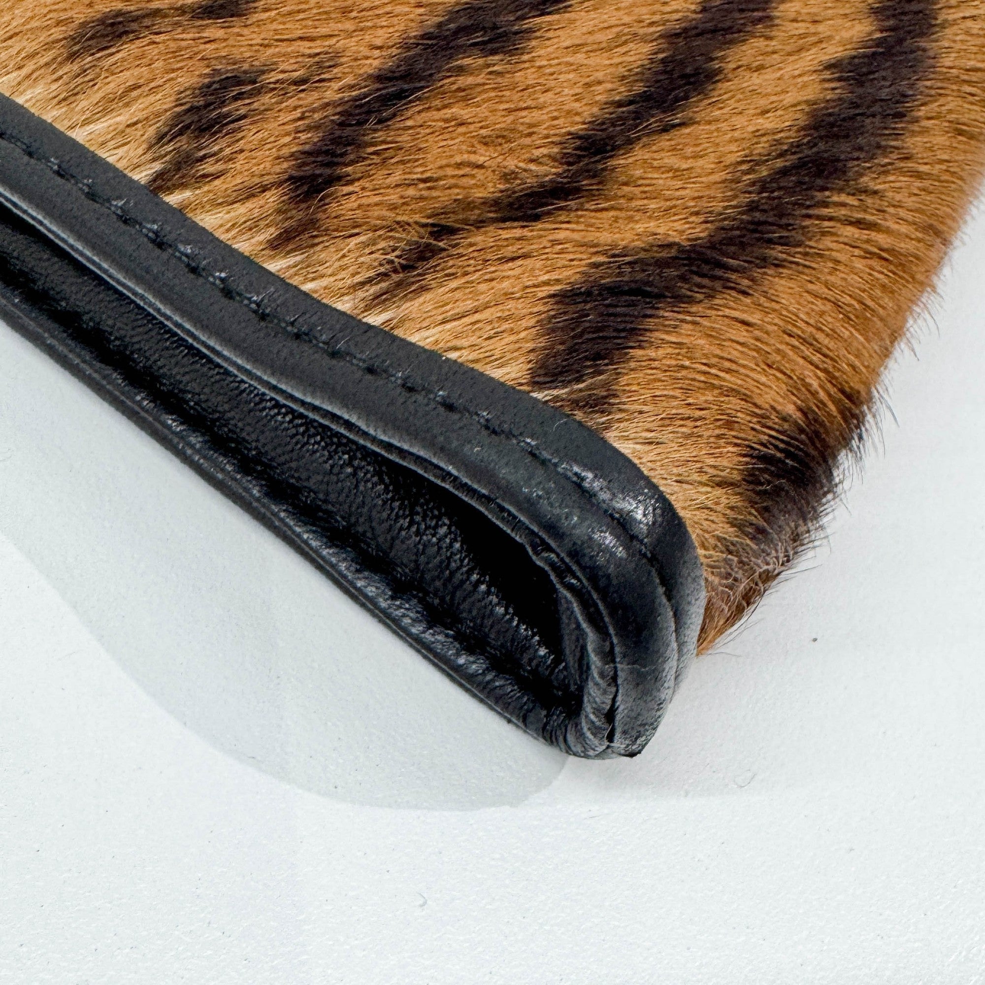 Harako Brown Tiger Print Pony Hair Hand Bag